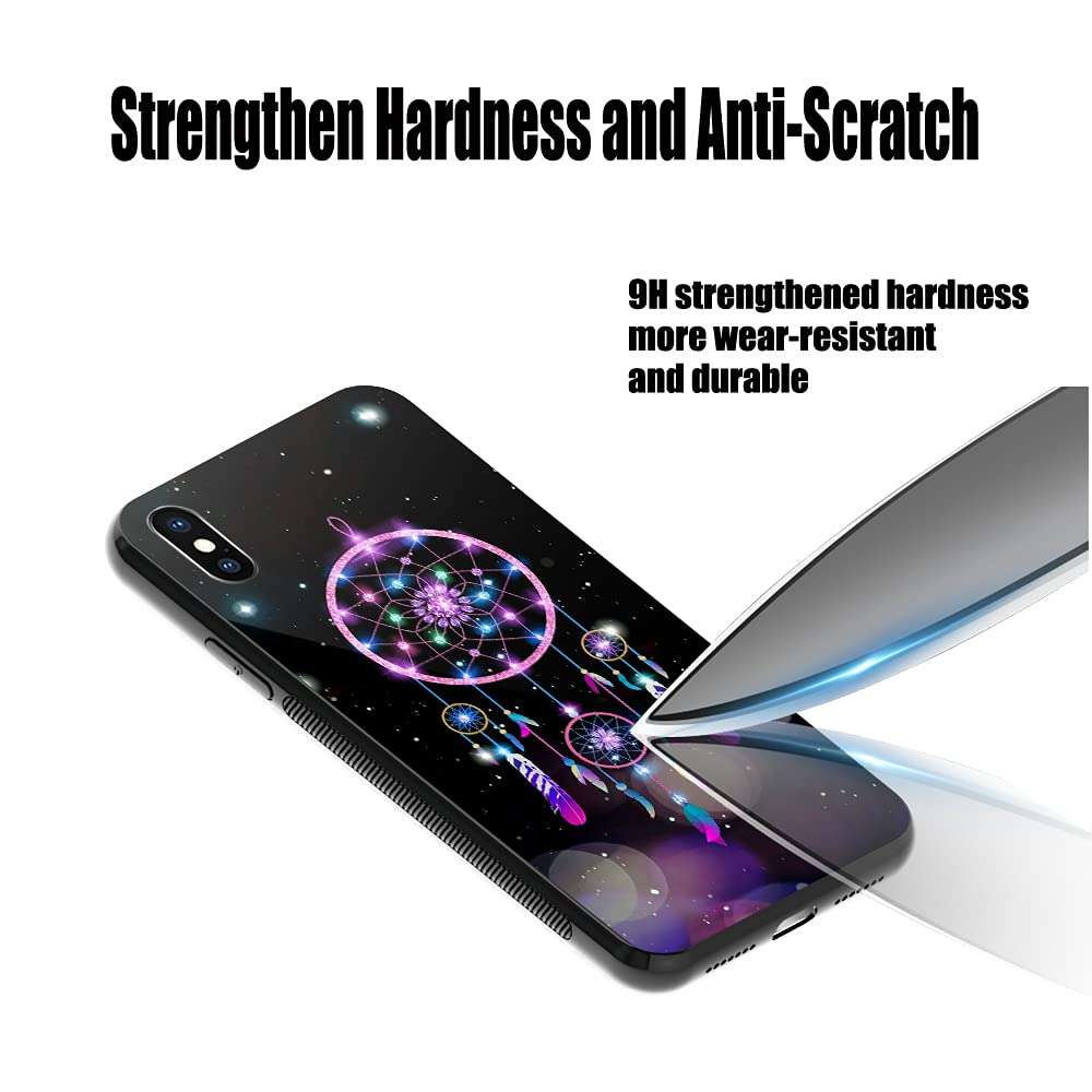 TnXee iPhone Xs Max Case,Colorful Dream Catcher Starry Sky Pattern for iPhone Xs Max Case,Women Girl 9H Glass Scratch Proof Cover with TPU Soft Edge Antiskid Design Case for iPhone Xs Max-6.5inch 5