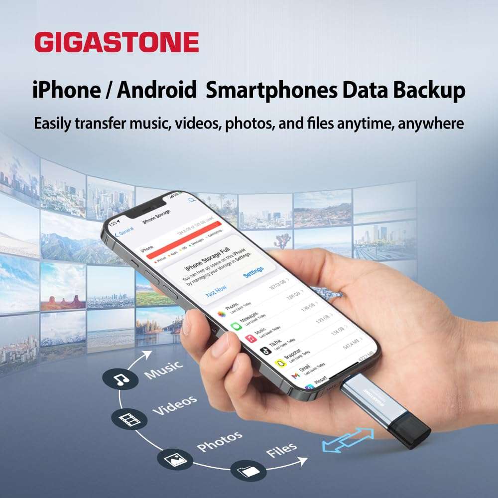 Gigastone Duo Go USB-A+C 1TB Dual External Portable SSD 1,050MB/s Glossy Surface, Supports Apple 4K 60fps ProRes HDR Video Recording USB3.2 Gen 2 for iPhone 16 PS5 Mac iPad Laptop Android 4