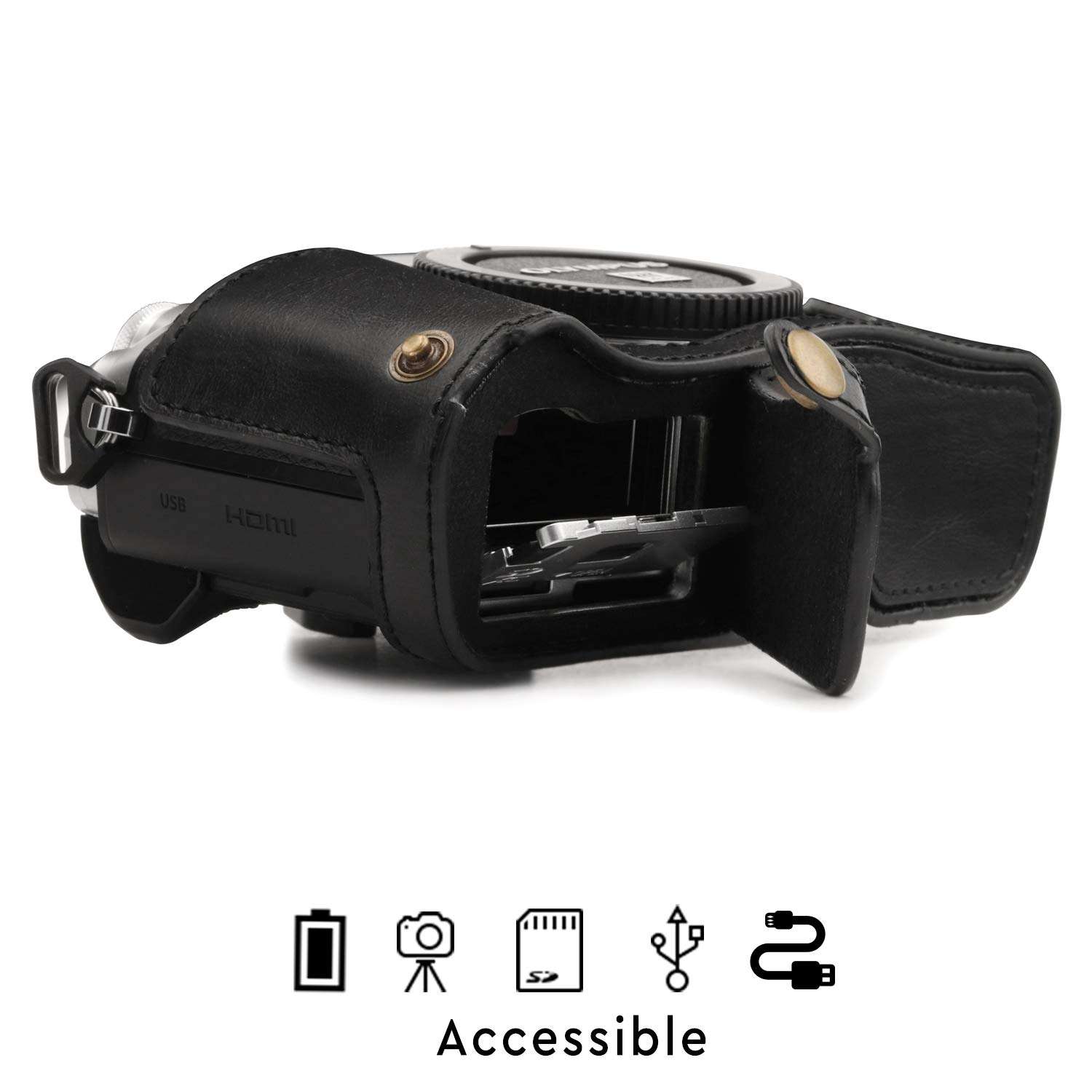 MegaGear Olympus OM-D E-M10 Mark Ii Pu Leather Camera Case, Black (MG969) 4