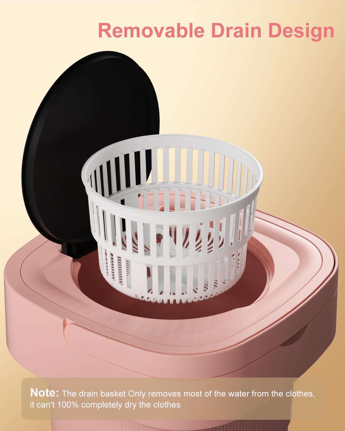 Portable Washing Machine, 9L Mini Laundry Washer with 3 Modes Cleaning for Underwear, Baby Clothes, Sock, Small Delicates. Foldable Washer and Dryer Combo for Apartment, Home,Hotel, Camping,RV(Orange) 6