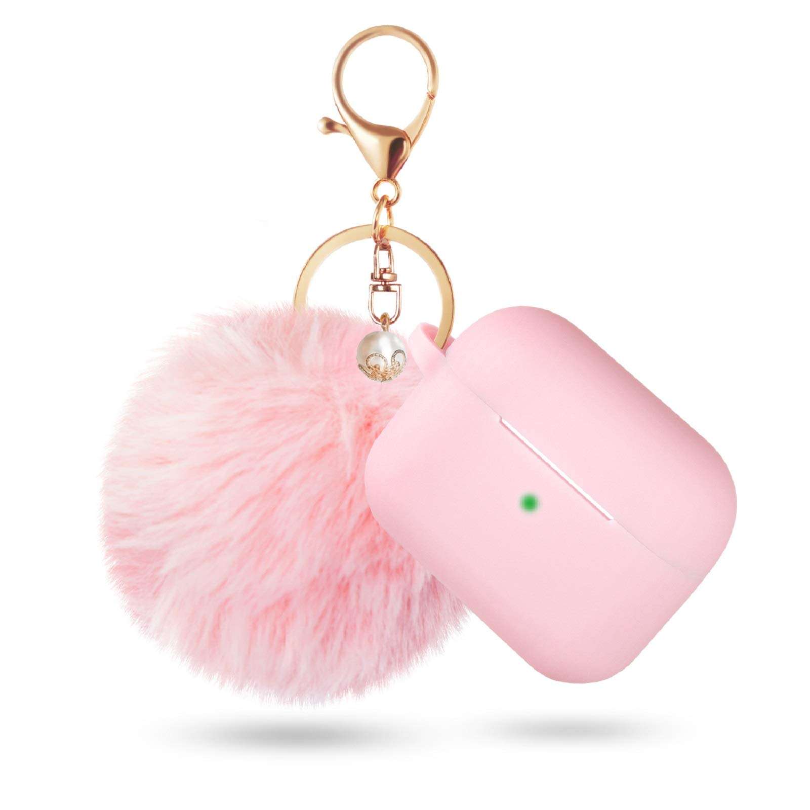 Case for Airpods Pro Case, BLUEWIND Airpod Pro Case Cover for Air pods Charging Case, Cute Silicone Protective Case for AirPods Compatible with Airpod 3 Accessories Keychain (Pink) 1