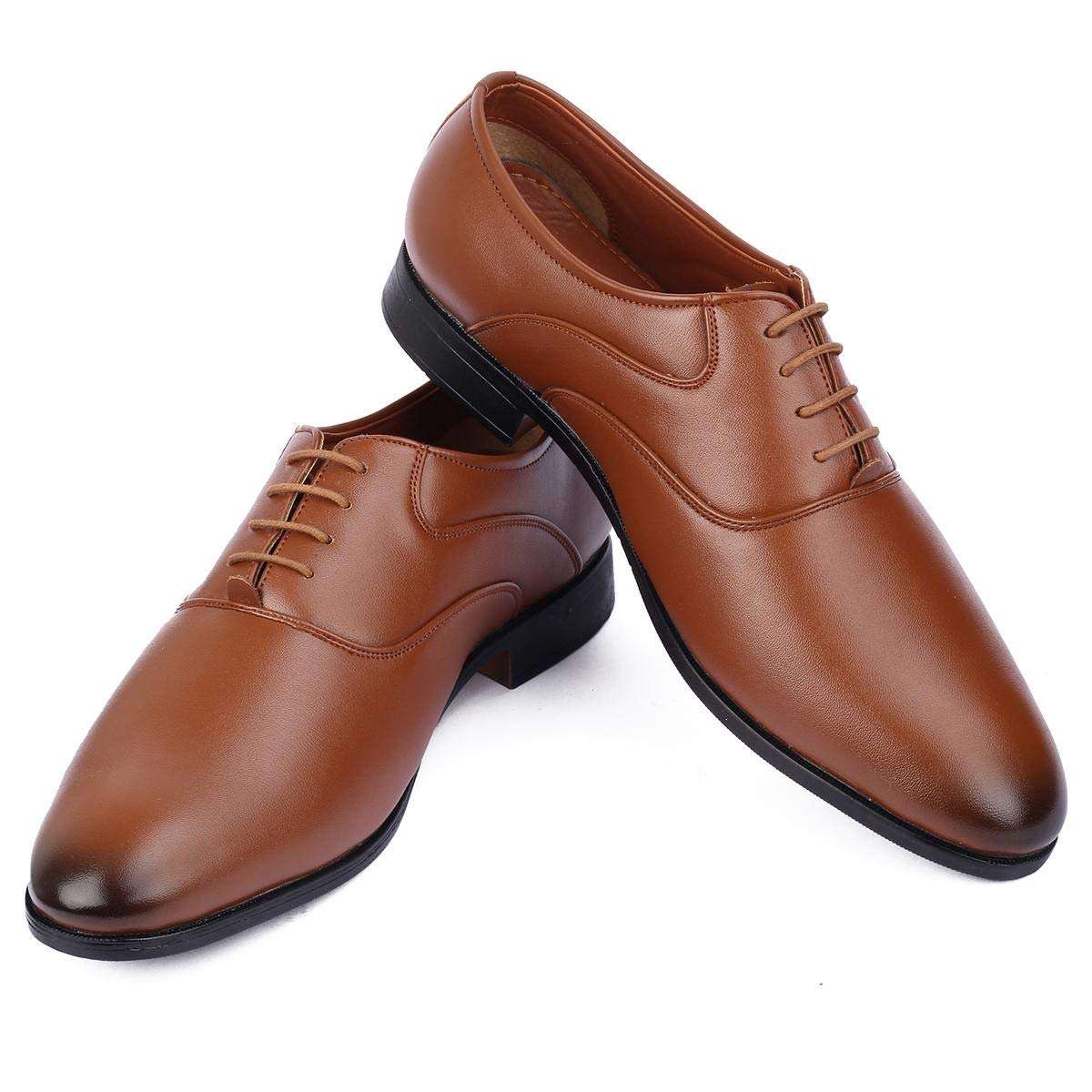 MUTAQINOTI Men's Tan Classic British Leather Shoes for Men Formal 7 UK Czech - MQLXPLRGTN007 6