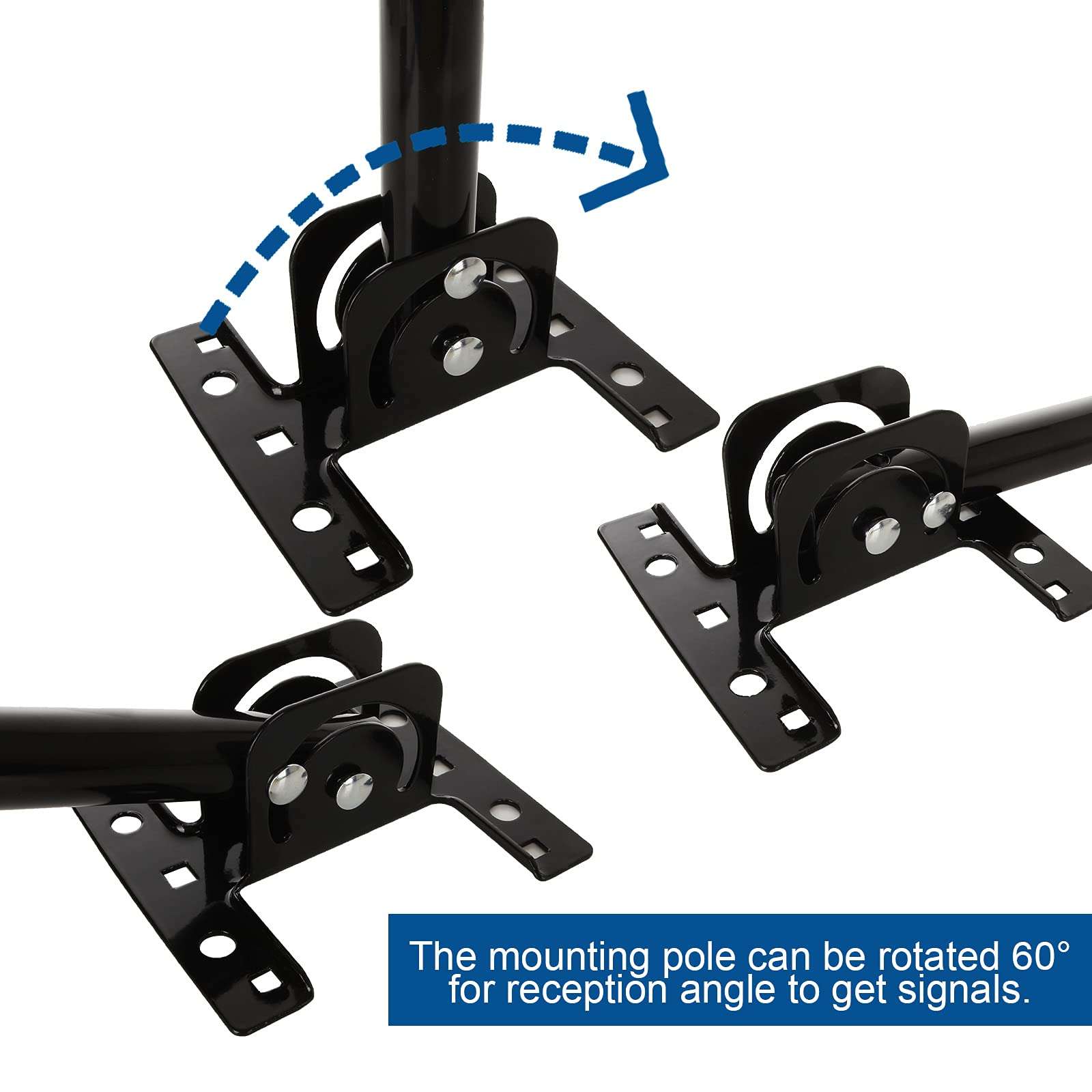 Adjustable Antenna Mount Pole Bracket Outdoor/Attic TV Weather Station Mounting Pole, Weather Proof Weather Universal J Mount Brackets - Reversible, Easy Installation 3