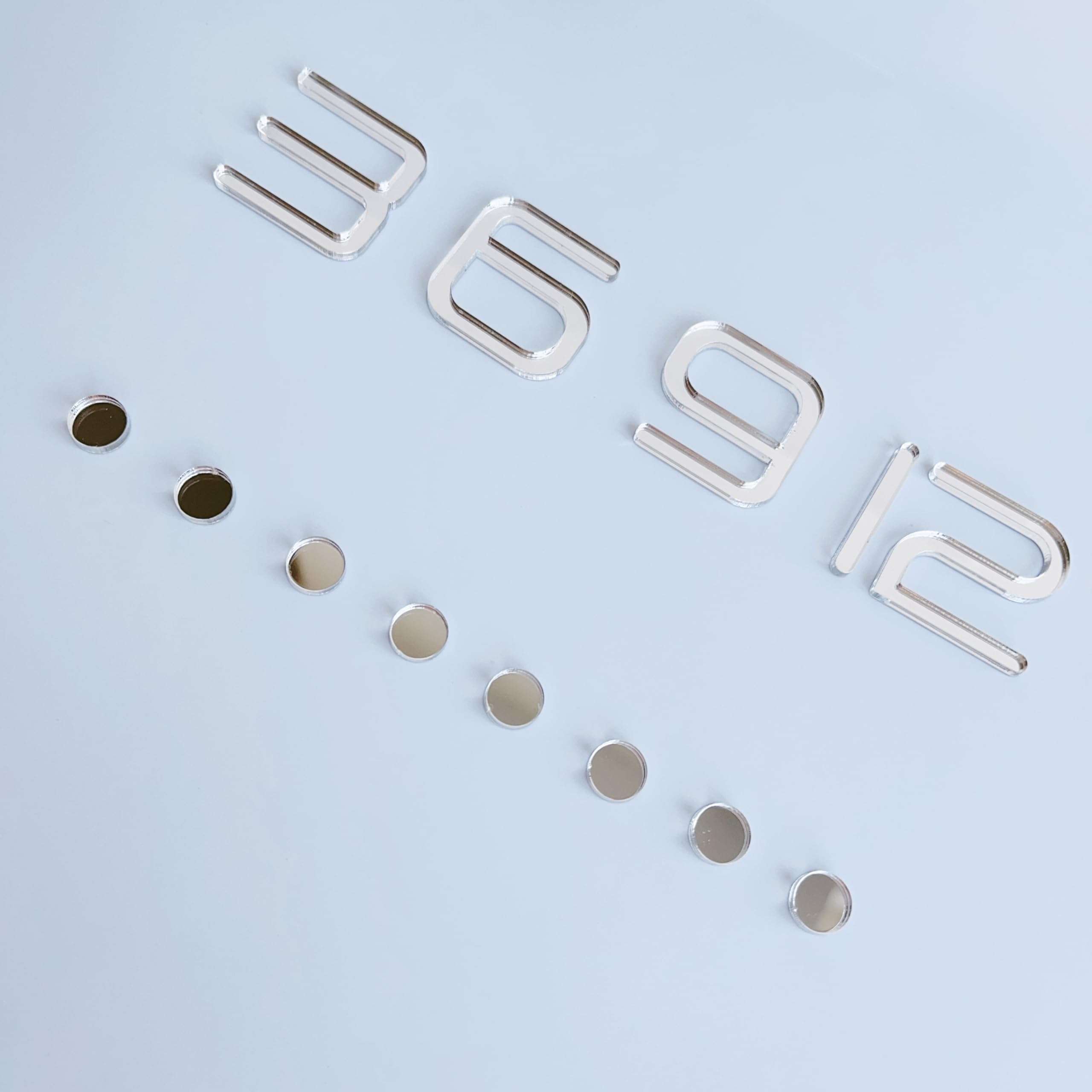 NUO RUI 12 Pcs Arabic Numerals Mirror Gold Digits and Points for a Wall Clock (Mirror Silver) 6