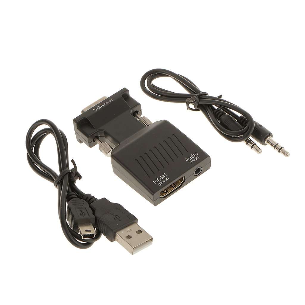Generic 1080P VGA Male to HDMI Female HDTV with 3.5mm Audio USB Plug Cable Adapter