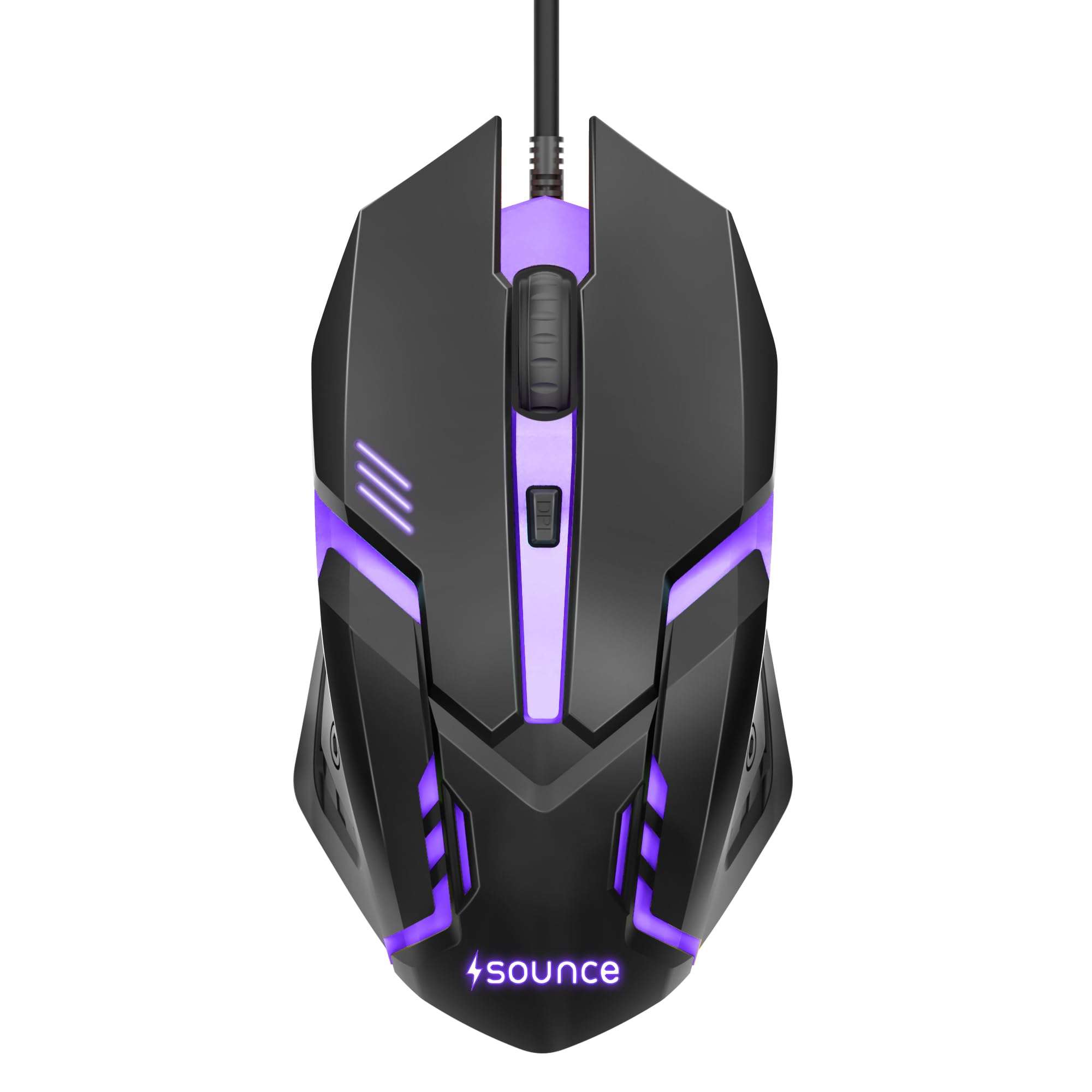 Sounce Nitro Wired Gaming USB Mouse 800/1200/1600 DPI Optical Sensor, 4-Level Adjustable DPI, RGB Lighting, Smooth Tracking, Ergonomic Grip, Plug & Play for Laptop & PC (Black) 1