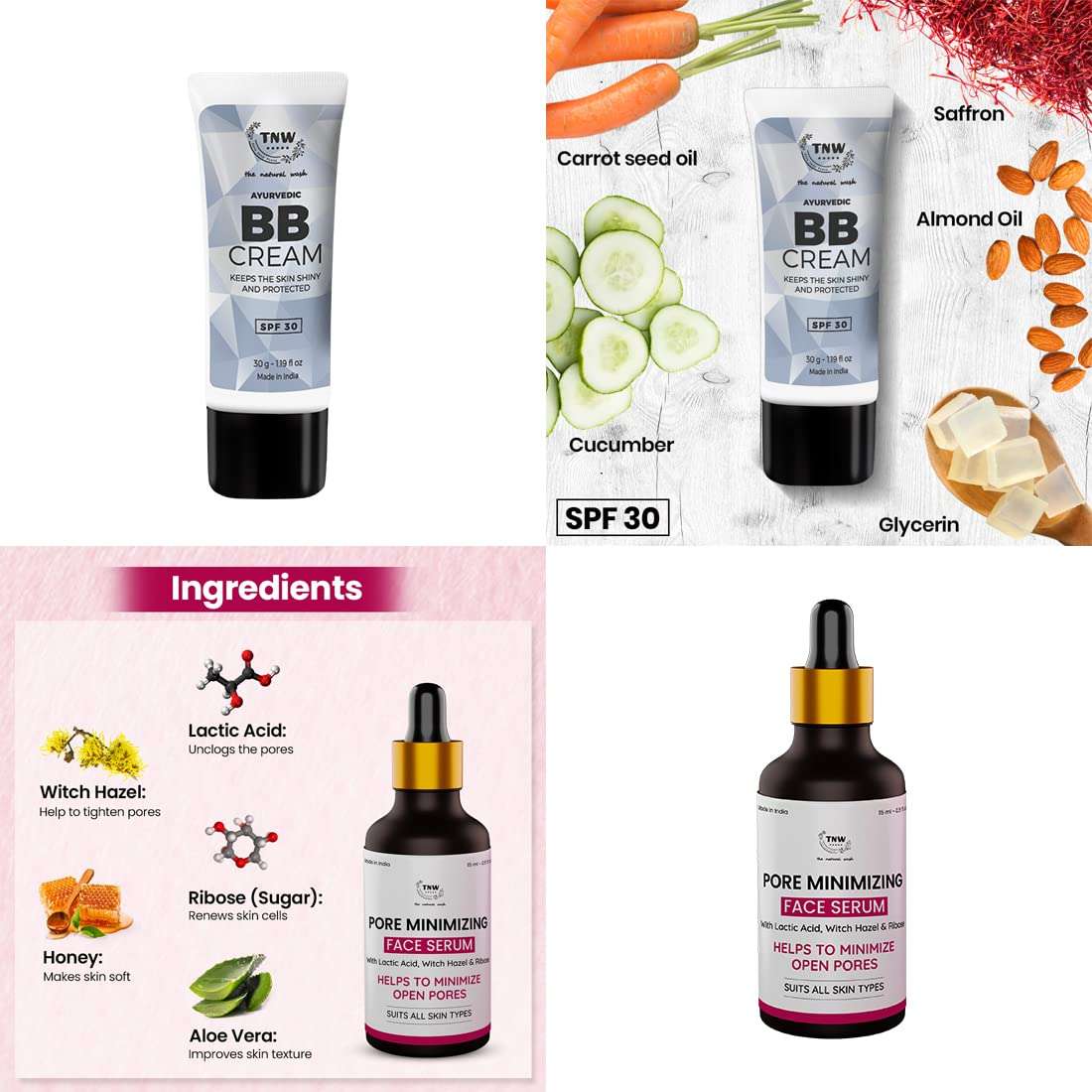 TNW-The Natural Wash Skincare Combo with BB Cream and Pore Minimizing Face Serum | For No Makeup Look & Minimizing Open Pores 4