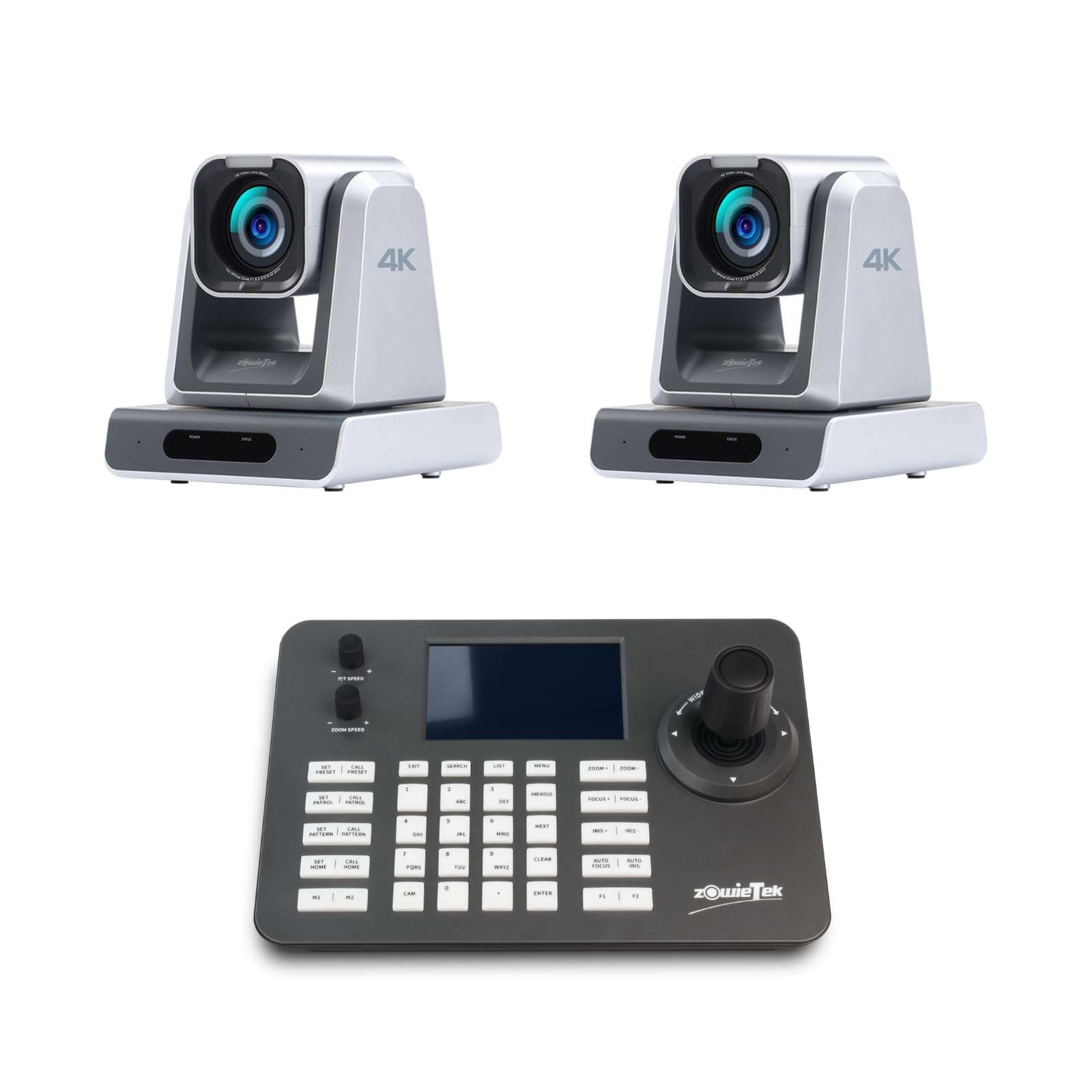 Zowietek PTZ Camera Controller PoE with 5 inch LCD Screen + Zowietek 4K NDI|HX3 PTZ Camera, 25X Optical Zoom, HDMI and SDI Output (2PCS) 1