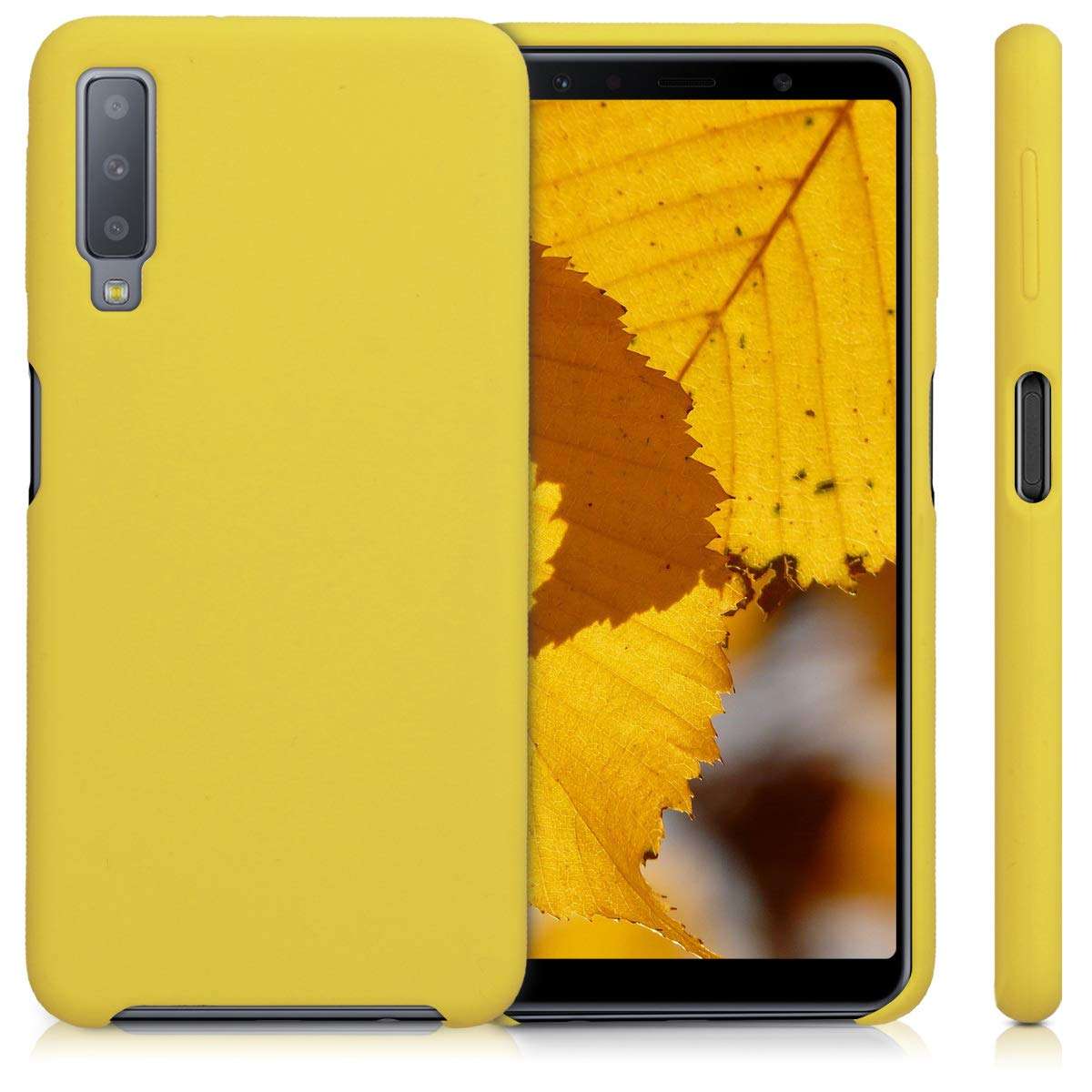 kwmobile TPU Silicone Case Compatible with Samsung Galaxy A7 (2018) - Case Slim Phone Cover with Soft Finish - Radiant Yellow 5