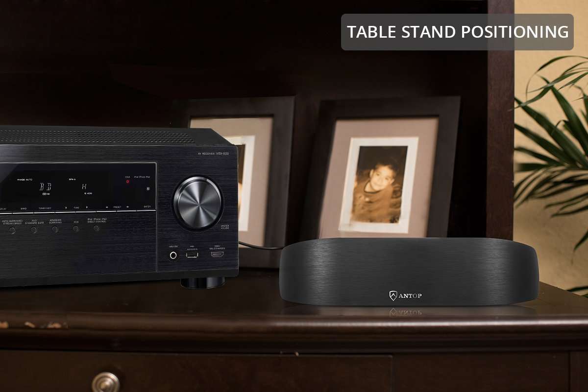 ANTOP AM/FM Antenna Amplified Indoor Radio Antenna 50 Miles Range with Adapter Connector and 6ft Coaxial Cable 5