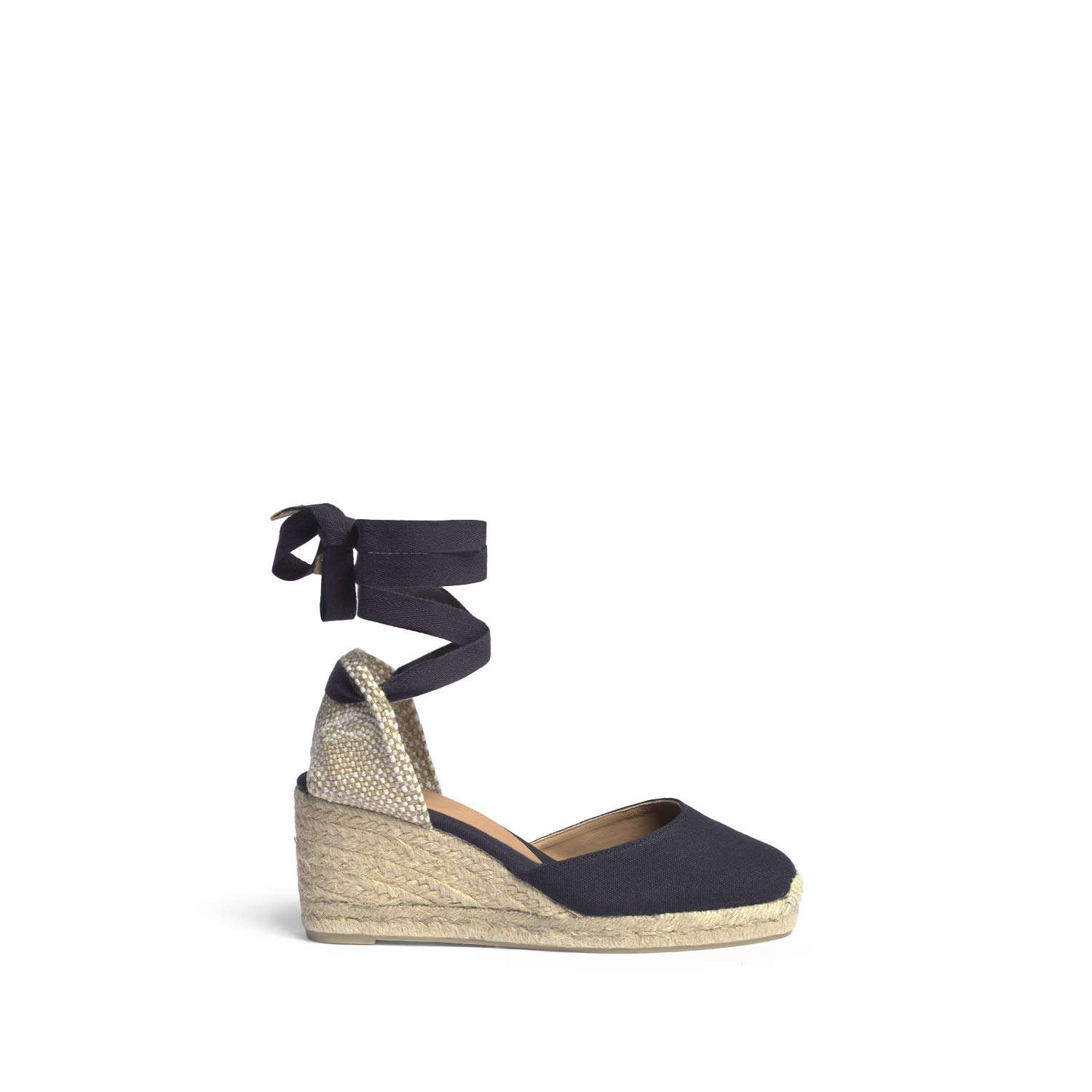 Castañer Women's Carina Mid Wedge Canvas Espadrilles, Black, 5 Medium US 3