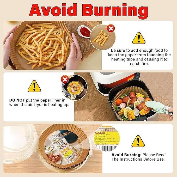 ARASHRA Baking Paper & Cooking Paper Tray Round Air Fryer | Oven & Microwave Safe | Non-Stick | Food Safe | Butter Paper Plate | Parchment Paper for Baking Cake, Fries 4