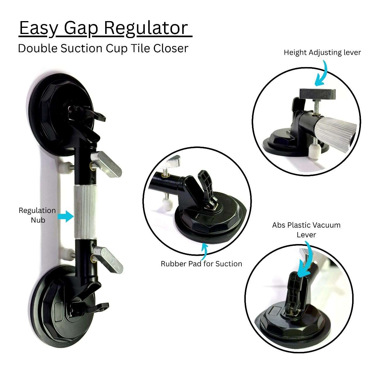 Facile® Easy Gap Regulator Double Suction Cup Tool | Perfect Tile Joint Alignment | Vertical & Horizontal Tile Laying | Seamless Tile Gaps | mm2mm Products – Precision Tile Leveling Tool 3
