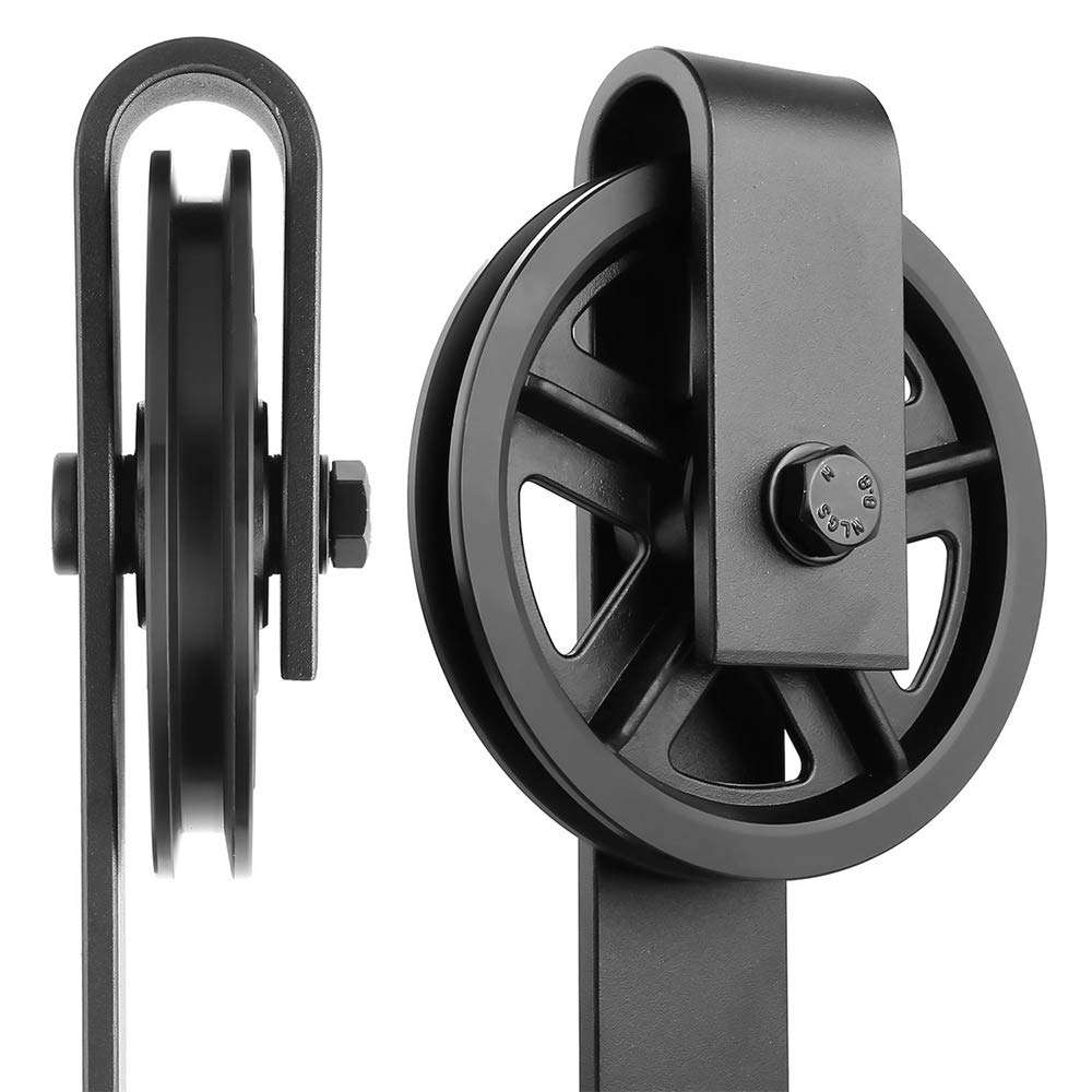 Topuality Heavy Duty Vintage Style Sliding Barn Wood Door Track Rail Hardware Fittings Kit Super Smoothly and Quiety POM Big Hanging Wheels Hanger Roller with Installation Manual for Interior Closet 2