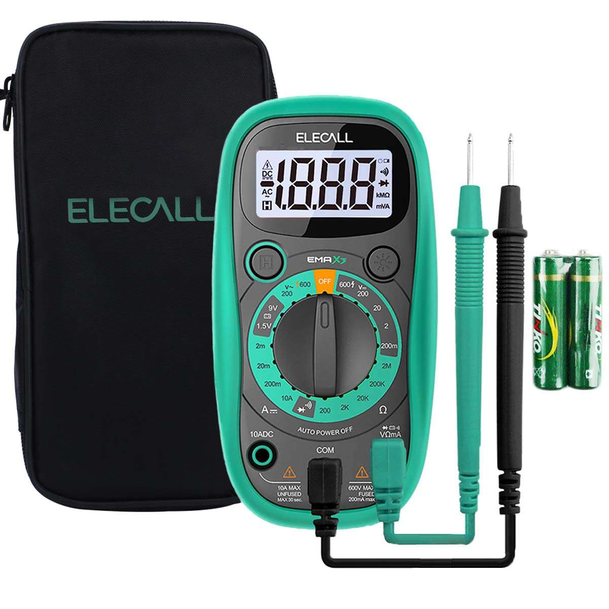 Digital Multimeter Tester Volt Meter with Case Ohm Volt DC AC Pocket Voltmeter Amp Test and Diode Tester Multimeter with LCD Display and Rubber Case, (with Multimeter Bag) 1