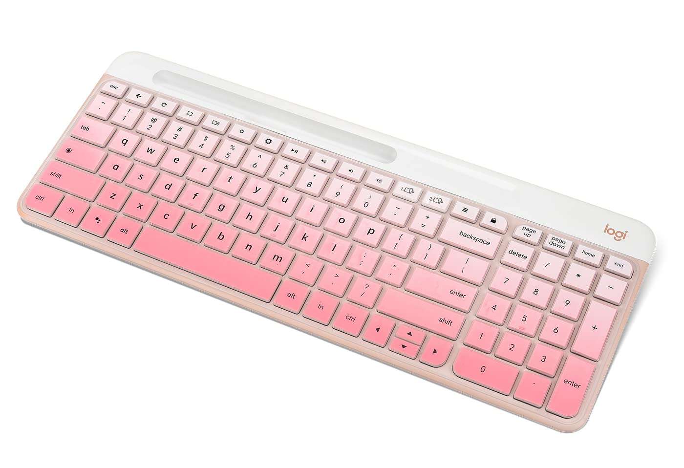 Keyboard Cover Skin Compatible with Logitech K585 Keyboard, Logitech K585 Slim Wireless Keyboard Protective Skin Cover Accessories - Gradual Pink 1