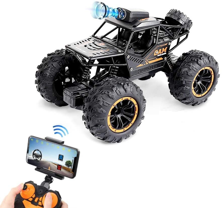 Hemtik Remote Control Car RC Cars with 720P HD FPV WiFi Camera, 2.4 GHz 1/18 Scale Off-Road Remote Control Truck Monster Trucks for Toddlers Kids Adults, Gift for Boys and Girls Gift (Color May Vary)