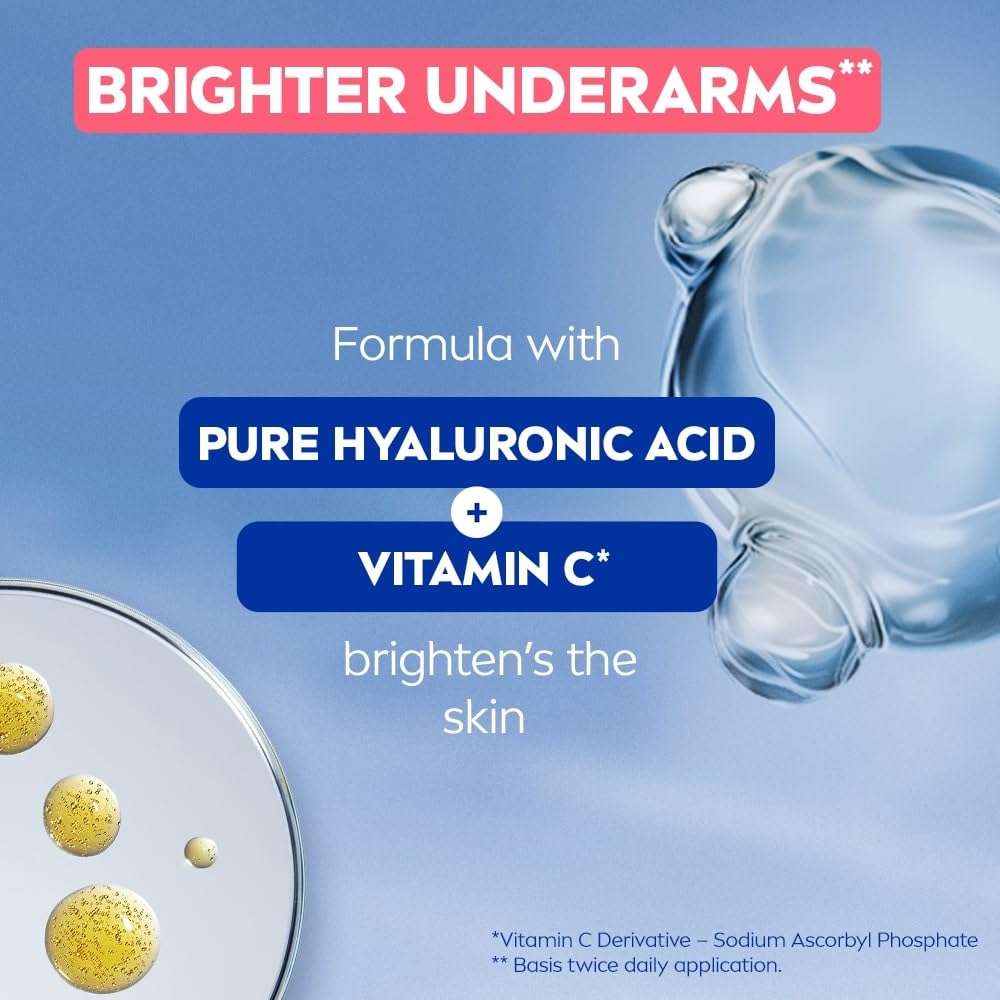 NIVEA Derma Control Even Tone Underarm Deo Roll-On for Women | Smoother & Brighter Underarms | 72H Derma Active Protection | With Pure Hyaluronic Acid & Vitamin C | 0% Alcohol | 50 ml 5