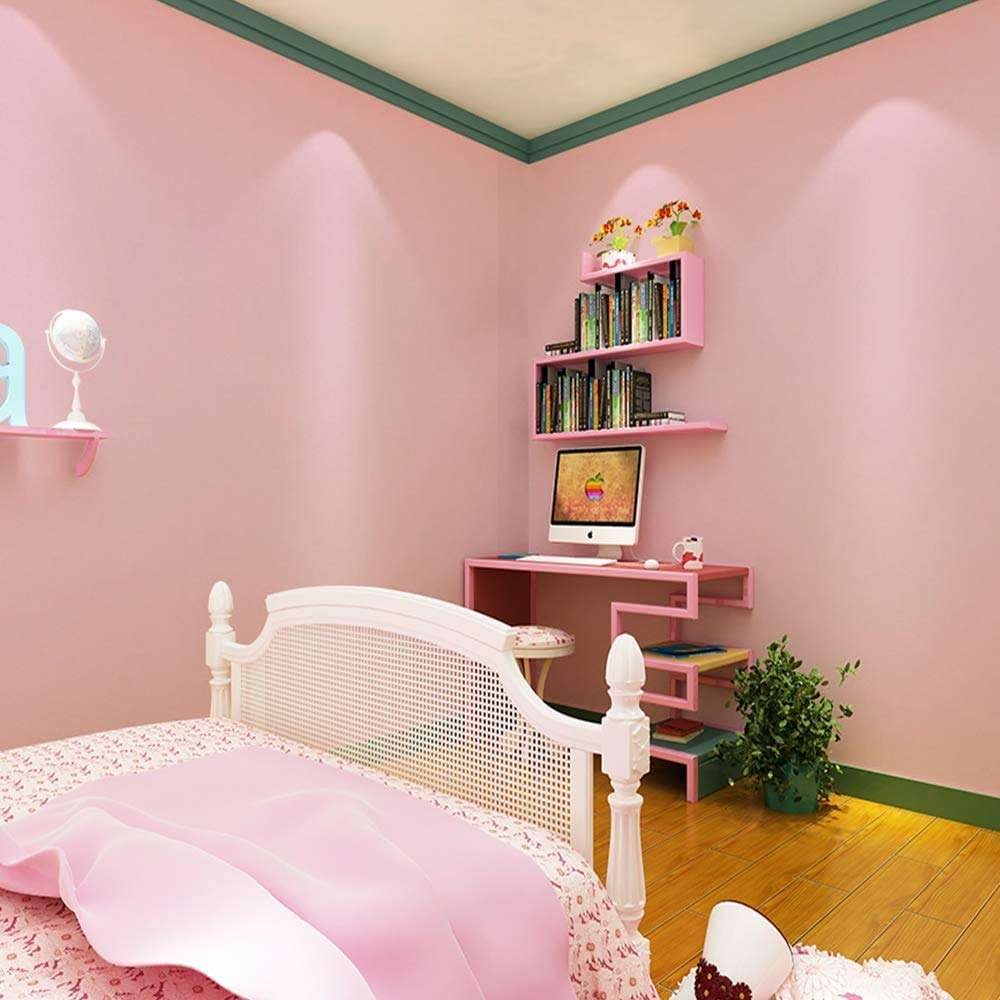 AUTOWRAP® : Pink Wallpaper Solid Color Light Pink Peel and Stick Wallpaper Self Adhesive Wallpaper Removable Wallpaper Light Pink Shelf Liner Drawer Liner Wallpaper Size : 24'' x 118'' inches 4