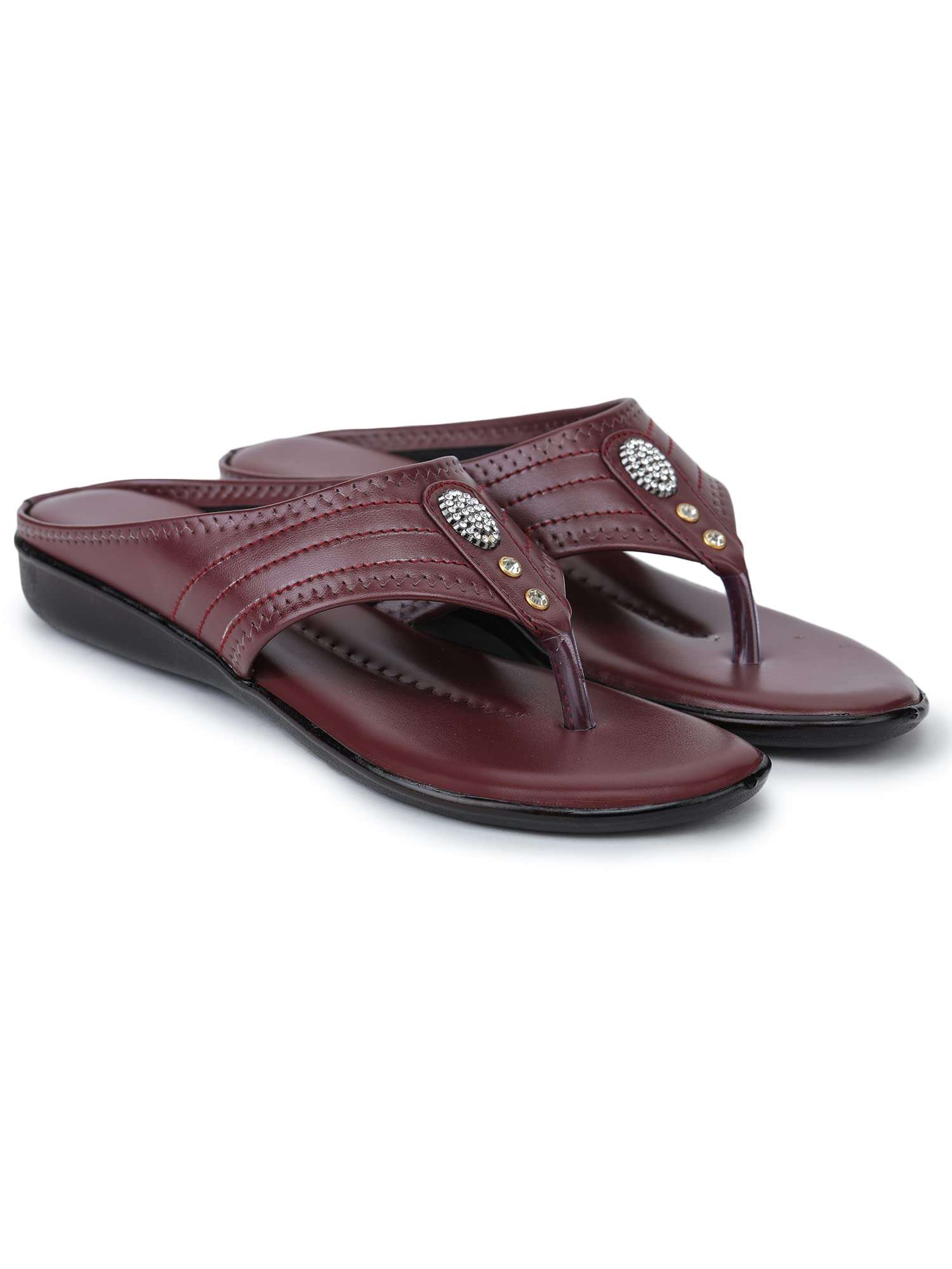 Bootco Flat for Womens & Ledies Attractive Silver Nag Design With Comfortable Soft Feel During Wearing This Trending Red Color Easy To Fitt Flat Slipper 1