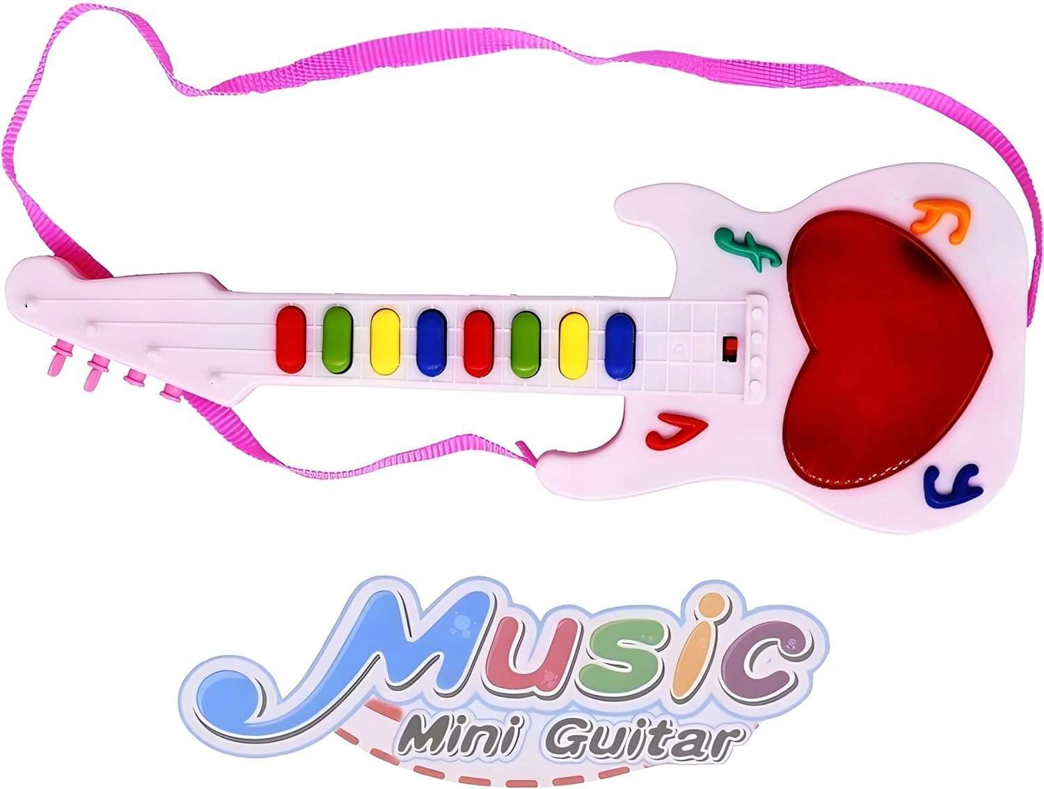 KMC KIDOZ Mini Guitar Instrument with Sound & 3D Led Lighting Toy | Battery Operated Electronic Music and Lights Guitars Gift Toys for Boys Girls Kids and Toddlers (Multicolor) (kmc1670) 6