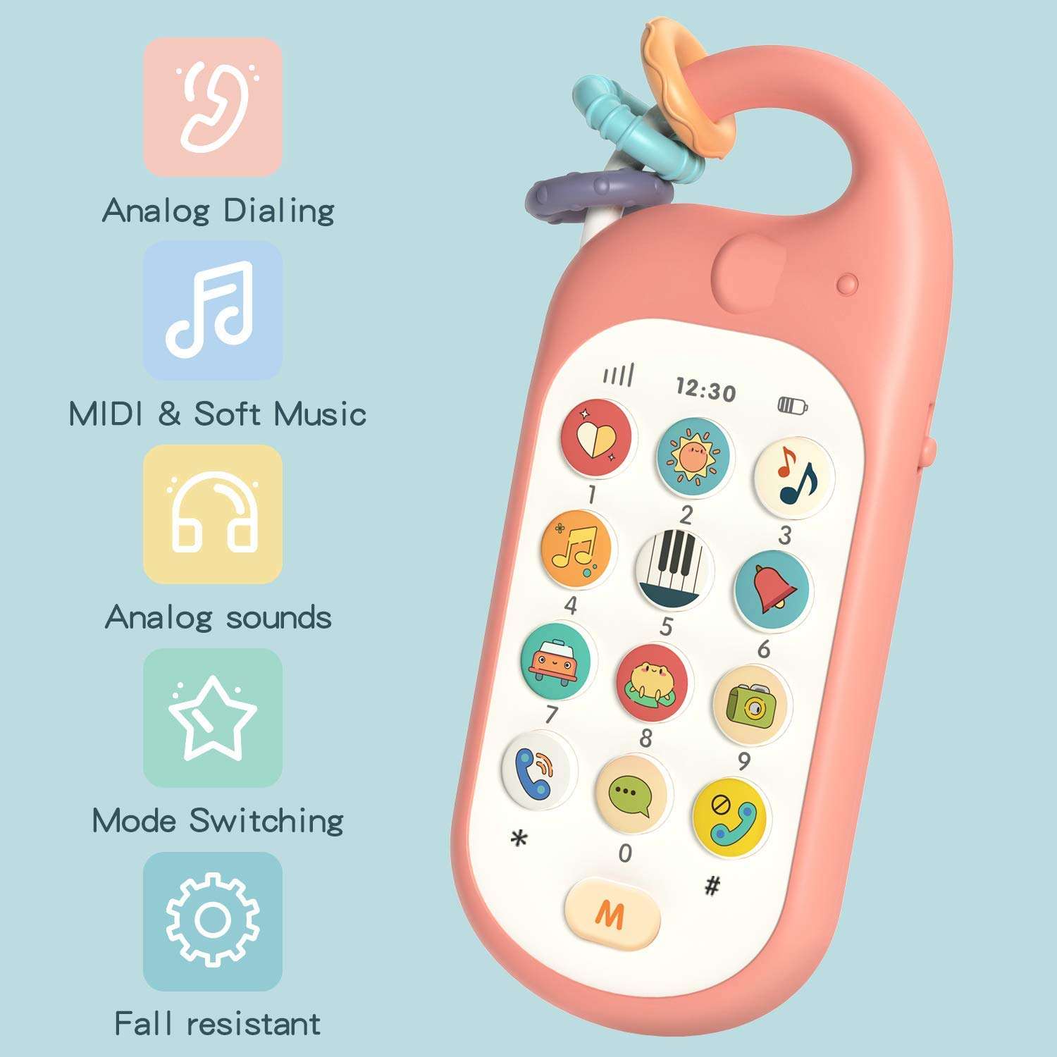 Gxi Baby Phone Toy Early Educational Toy Telephone for Learning and Play Pretend Play Phone for 1 Year Old Infant – 12 Buttons Smart Phone for Babies and Toddlers 3