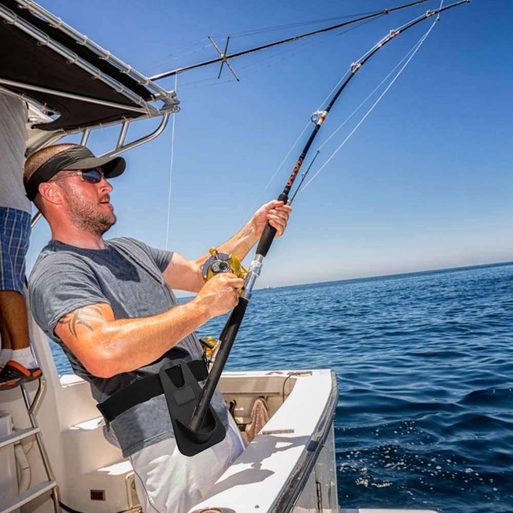 Fishing Rod Holder Waist Belt, Black Professional Lightweight Adjustable Fishing Rod Holder Waist Belt Strap Tackle Tool Accessory(Black) Fishing Fighting Belt fighting fishing belt fighting fishing 5