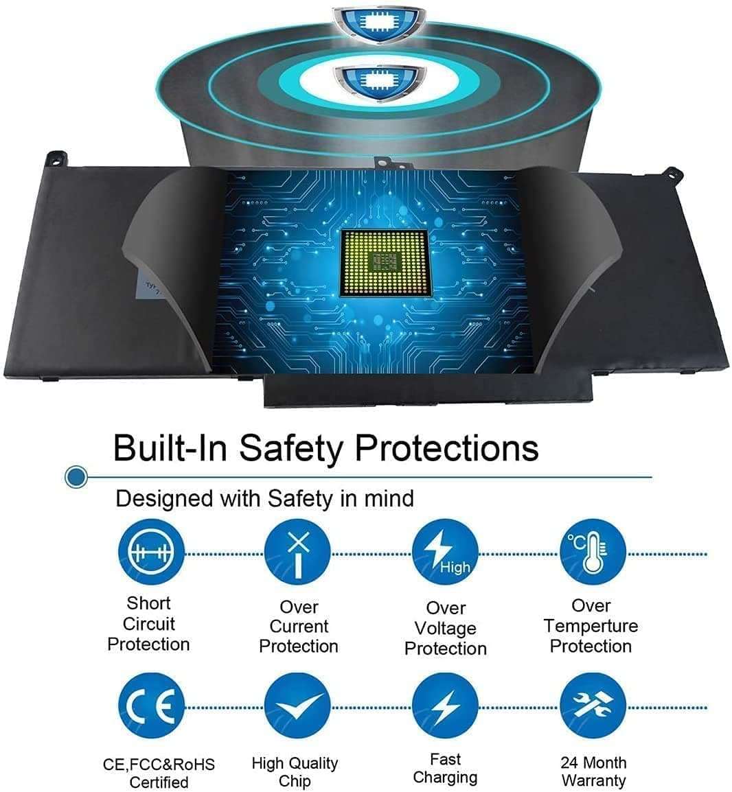60Wh F3YGT Laptop Battery for Dell Latitude 12 7000 7280 7290, 13 7000 7380 7390 P29S002,14 7000 7480 7490 P73G002 Series,DM3WC 2X39G KG7VF 451-BBYE 453-BBCF DM6WC E7480 E7280 E7490 E7390 E7290 E7380 6