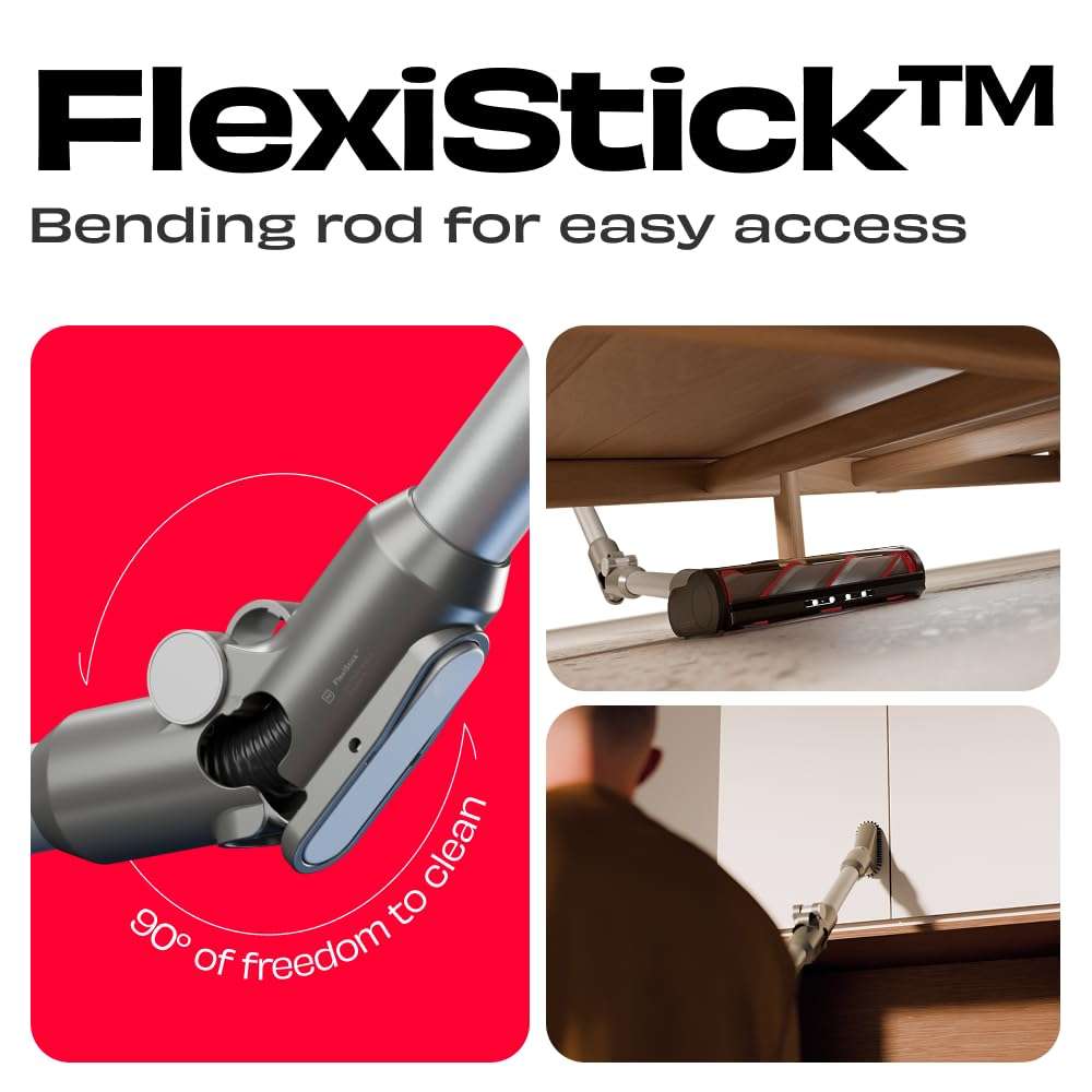 NUUK REN PRO Stick Cordless Vacuum Cleaner | 2X More Suction, 34kPa | Adaptive Suction Tech, Upto 60min Runtime | 180˚ Bending Flexistick™ | 8 Attachments for Home Use | Multi-Cyclone HEPA Filtration 6