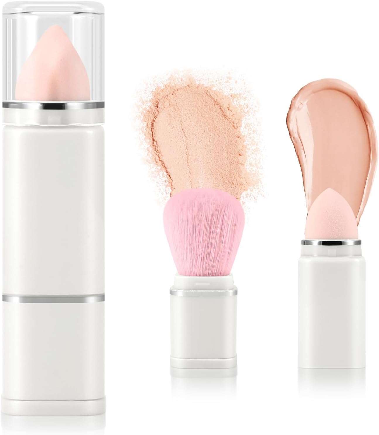 MESKIN Travel Makeup Brush Set (White) – 8-in-1 Portable Kit with Mini Foundation Brush, Powder & Blush Brushes, Eye Tools, Puff Sponge & Storage Organizer 3