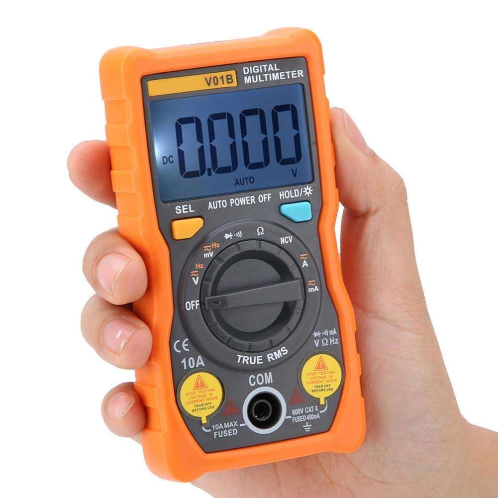 Yadianna ANENG V01B Multimeter 4000 Counts Digital Auto-Ranging Temperature True-RMS Smart NCV LCD Backlight Electrical Tester DC 36V AC 25V(Orange) 4