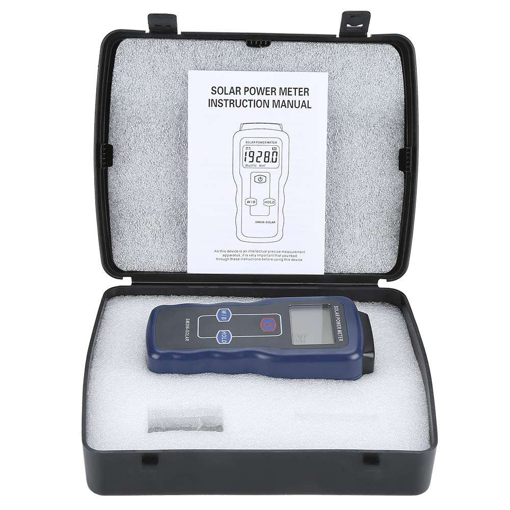 Digital Solar Power Meter, Digital Solar Energy Meter Sun Light Energy Measuring Tester Sun Light Radiation Testing Instrument Digital High Precision 6