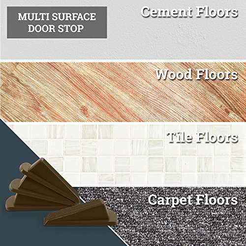 Home Premium Door Stoppers for Bottom of Door, Rubber Door Stop Wedge (4 Pack, Brown) 5
