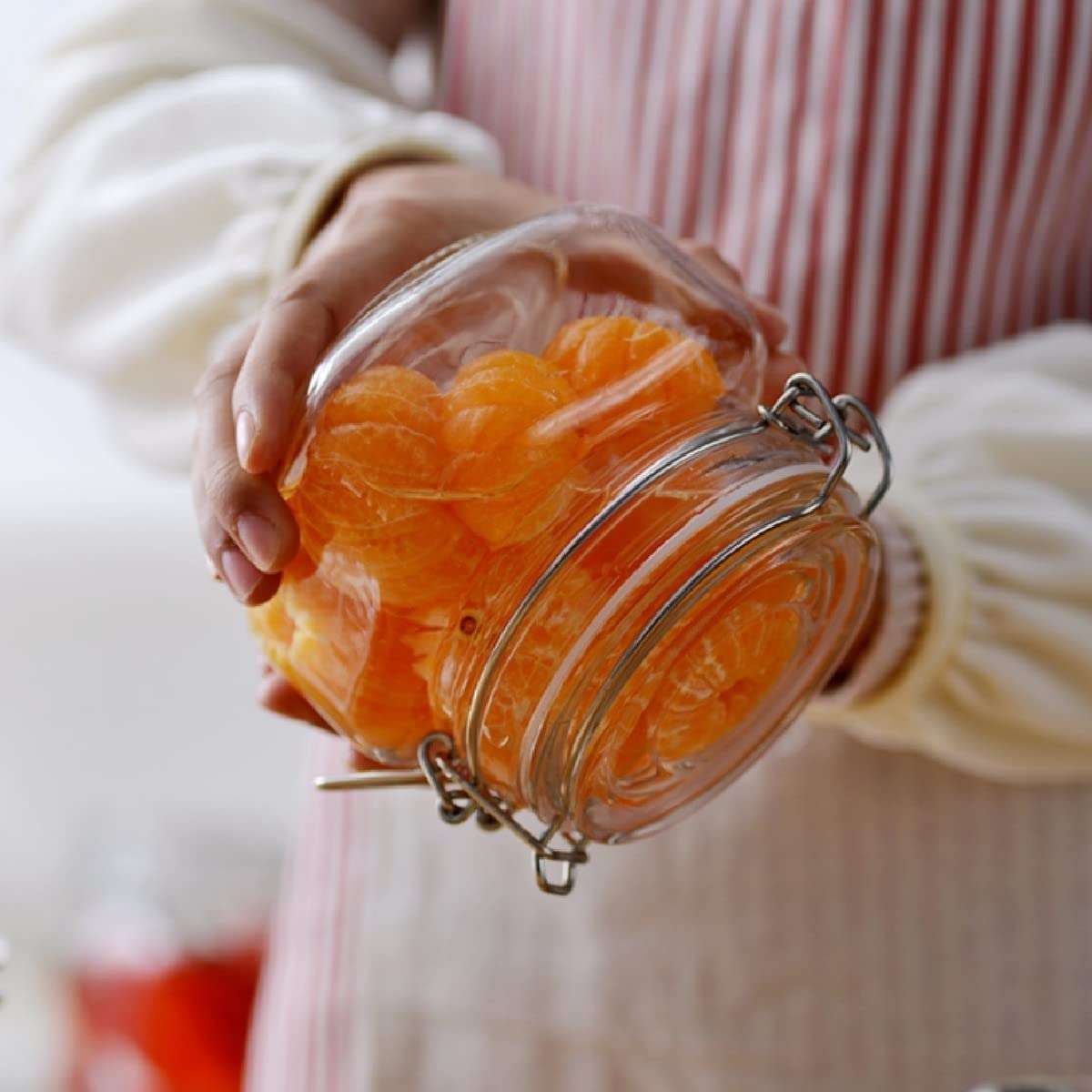 PLUZNIQ® 500ml Square Glass Jars With Airtight Lids, Mason Jars, Glass Jars With Leak Proof Rubber Gasket, Storage Jars With Hinged Lid for Home and Kitchen (1 PCS) 3