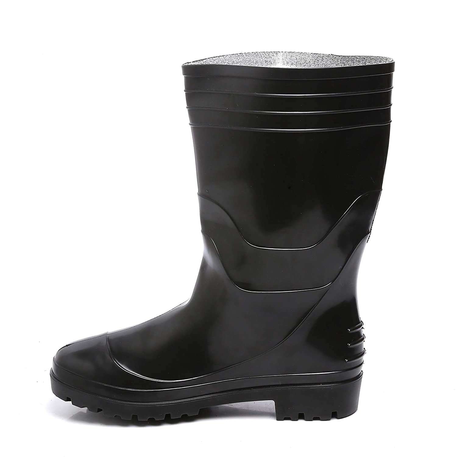 HILLSON WelSafe Black Industrial Safety Gumboots Mens Black Long Pvc Boots For High Ankle Safety 12.5 Inch Size-7 3