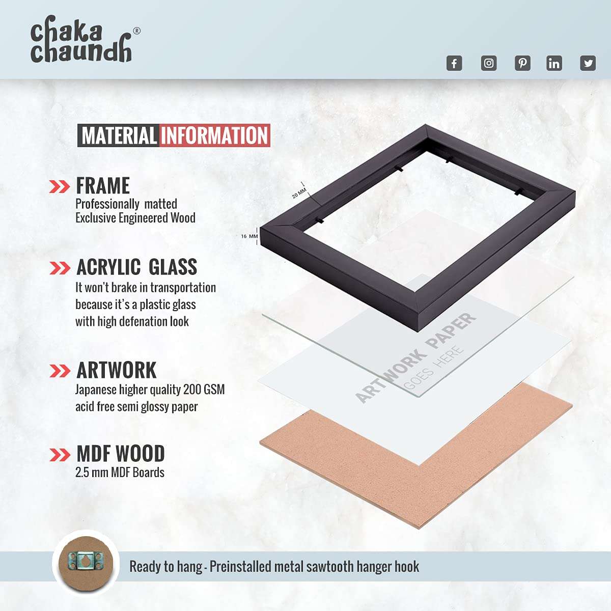 Chaka Chaundh Acrylic-Office Quotes Frames-Motivational Quotes Wall Frames For Office-Positive Business Quotes Wall Frame-Office Quotes Poster-(14 X 11 Inches) (White Wood Vintage-Color-3) 5