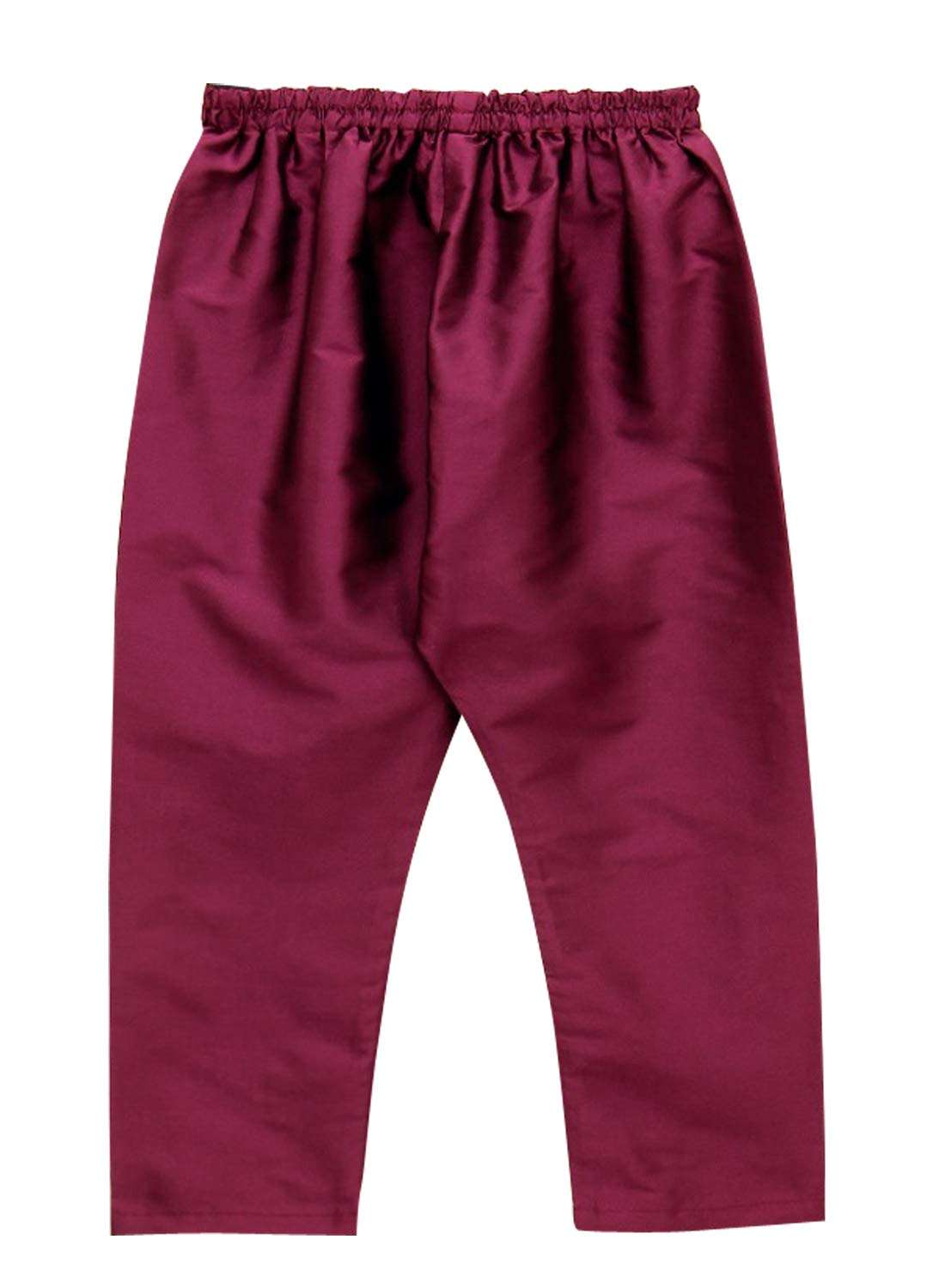 A.T.U.N. All Things Uber nice Boy's Solid Regular Pyjama Jacket Set (BJKP_Wine-Ivory 7-8 Years) 4