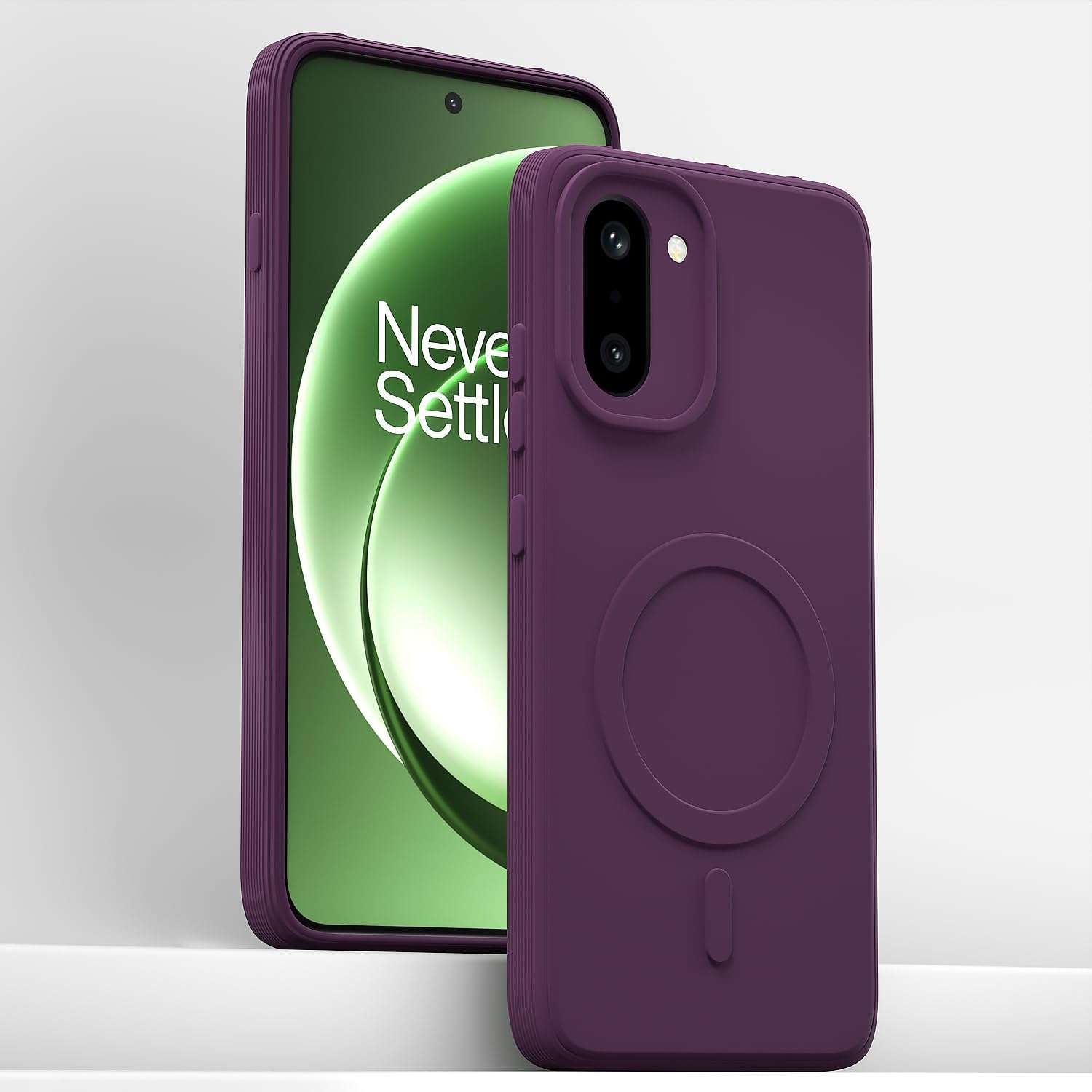 Outlouders Back Cover for OnePlus 15R 5G Soft Matte Silicone Cover with Slim Fit | Mag-Safe Logo (Not Mag-Safe Compatible) | Shockproof | Camera Protection Bumper Case (Purple) 3