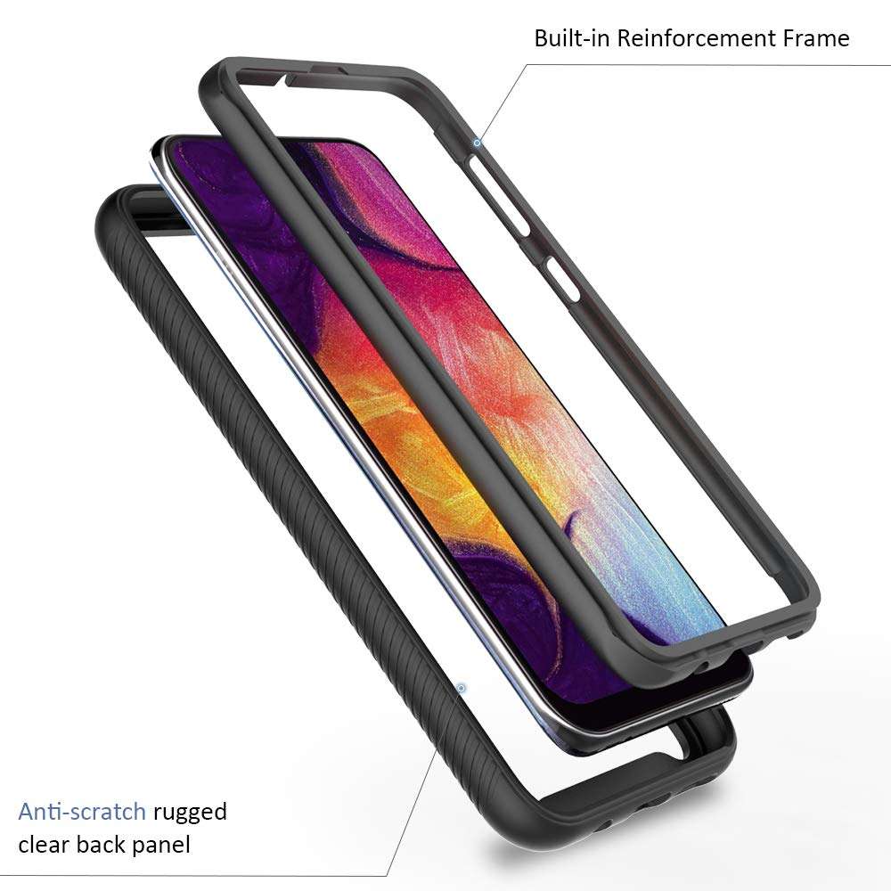 Lxlfcase for Samsung Galaxy A50 Case 6.4 inch Galaxy A50s 2019 Full-Body Rugged Cover Cases Supports Wireless Charging Shockproof Case Designed for Samsung Galaxy A50/A50s (Black+Clear) 3