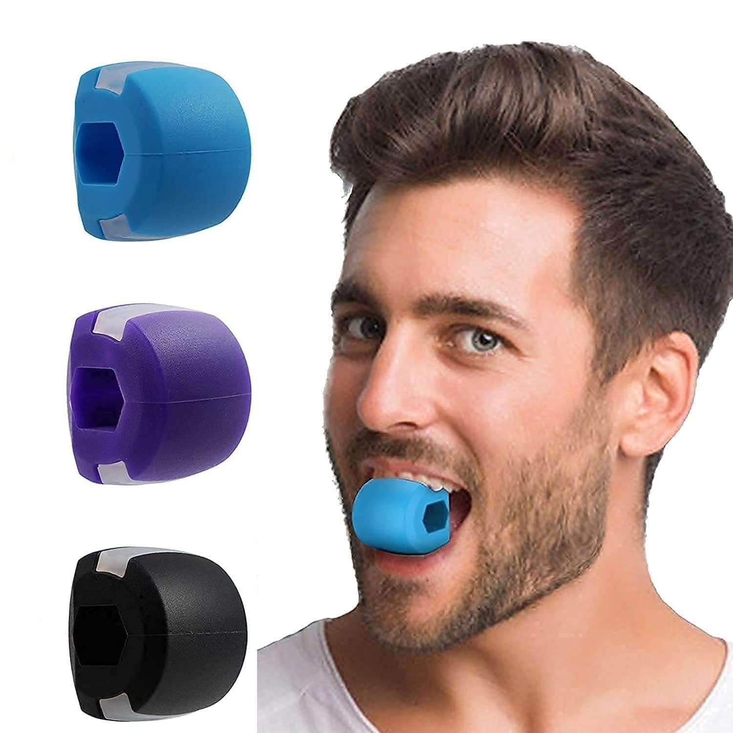 VAJIN Pack Of 2 Jawline Exerciser Jaw,Face&Neck Exerciser - Define Your Jawline,Slim And Tone Your Face,Look Younger And Healthier - Helps Reduce Stress And Craving- Free Jawline Rop Hanger For Neck 1