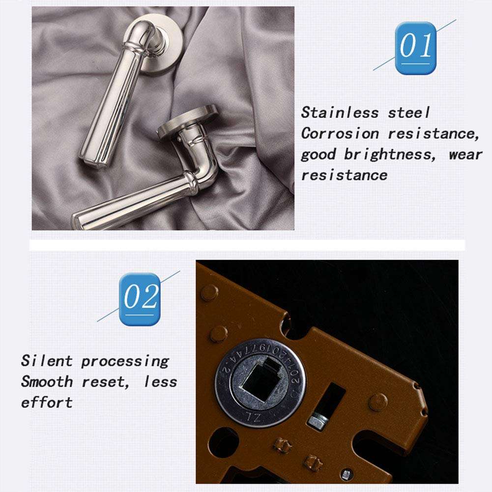 AWSW Door Handle Stainless Steel European Style Room Door Lock Home Interior Solid Wood Door Bedroom Split Lock Door Handle Three-Piece Suit with Handle Lock 3