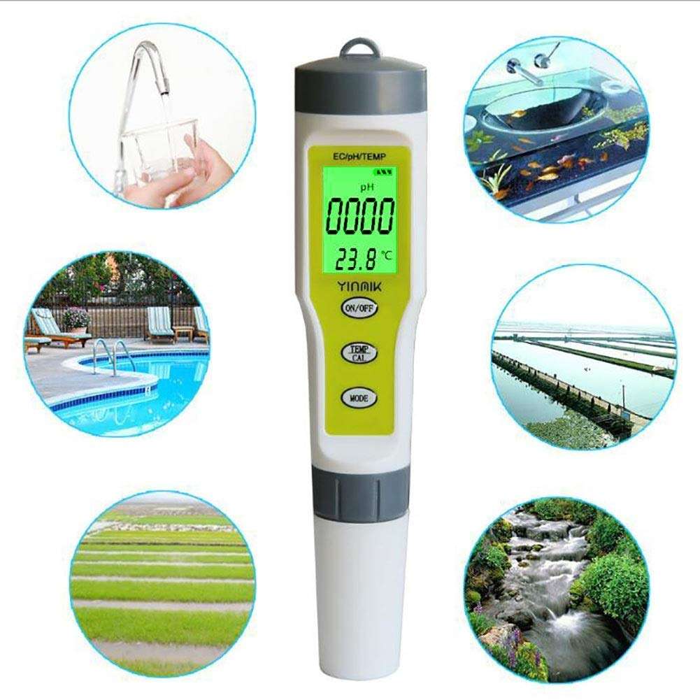 YYONGAO Water Quality Meter, Digital Ph/ec/Temp 3-in-1 Test Pen Ph Value Water Quality Test Pen Pool Home Detection PH with Backlight Precise 5