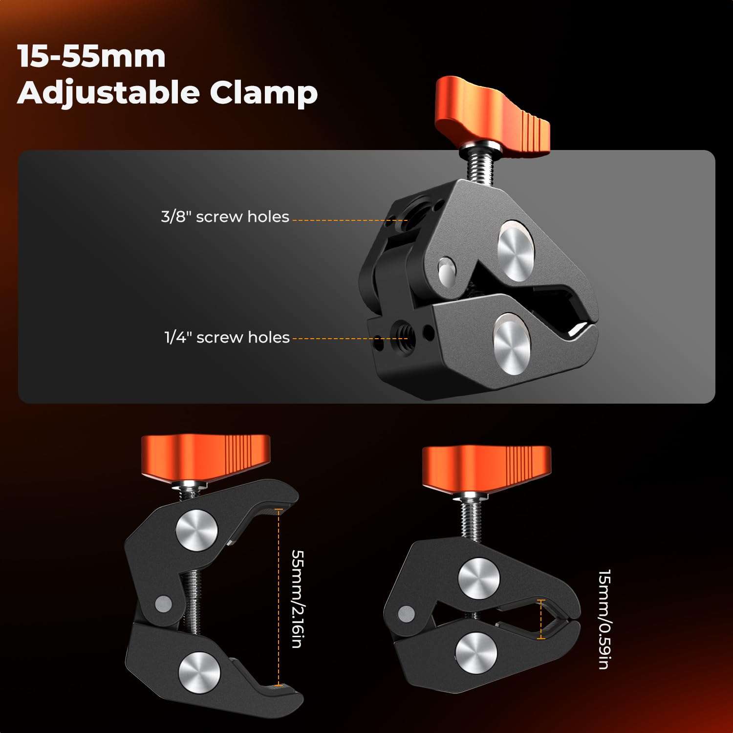 K&F CONCEPT 9.8" Magic Arm Clamp Kit with 1/4" & 3/8" Thread Screw 360° Ball Heads Articulating Magic Arm Camera Mount for Monitor, Flash, LED Light, Microphone, Camera Cage, Action Camera 6