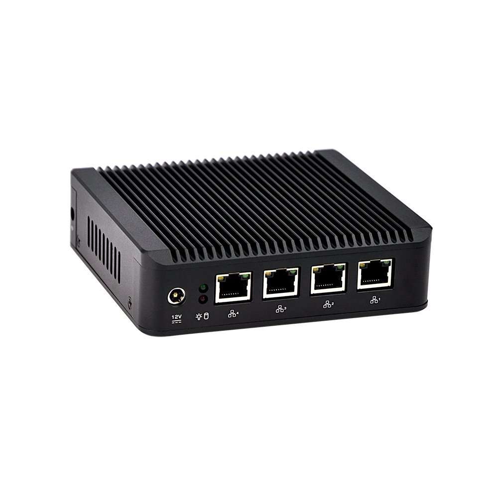 Fanless pc Qotom-Q190G4-S01 with Intel celeron J1900 2G ram 16G SSD WiFi(2 X Antennas) 4 LAN for Office Mini-Computer 4