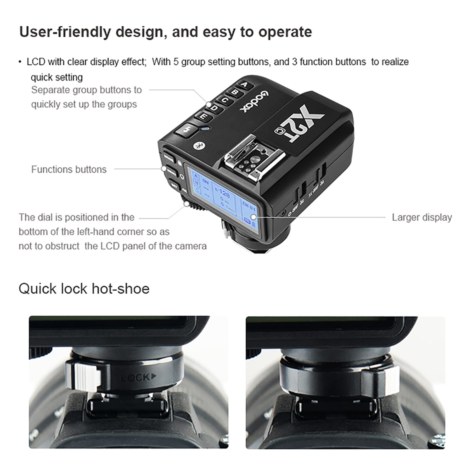 Godox X2T-C TTL Wireless Flash Trigger for Canon, 1/8000s high-Speed sync,5 Separate Group Buttons, and 3 Function Buttons to Realize Quick Setting 5