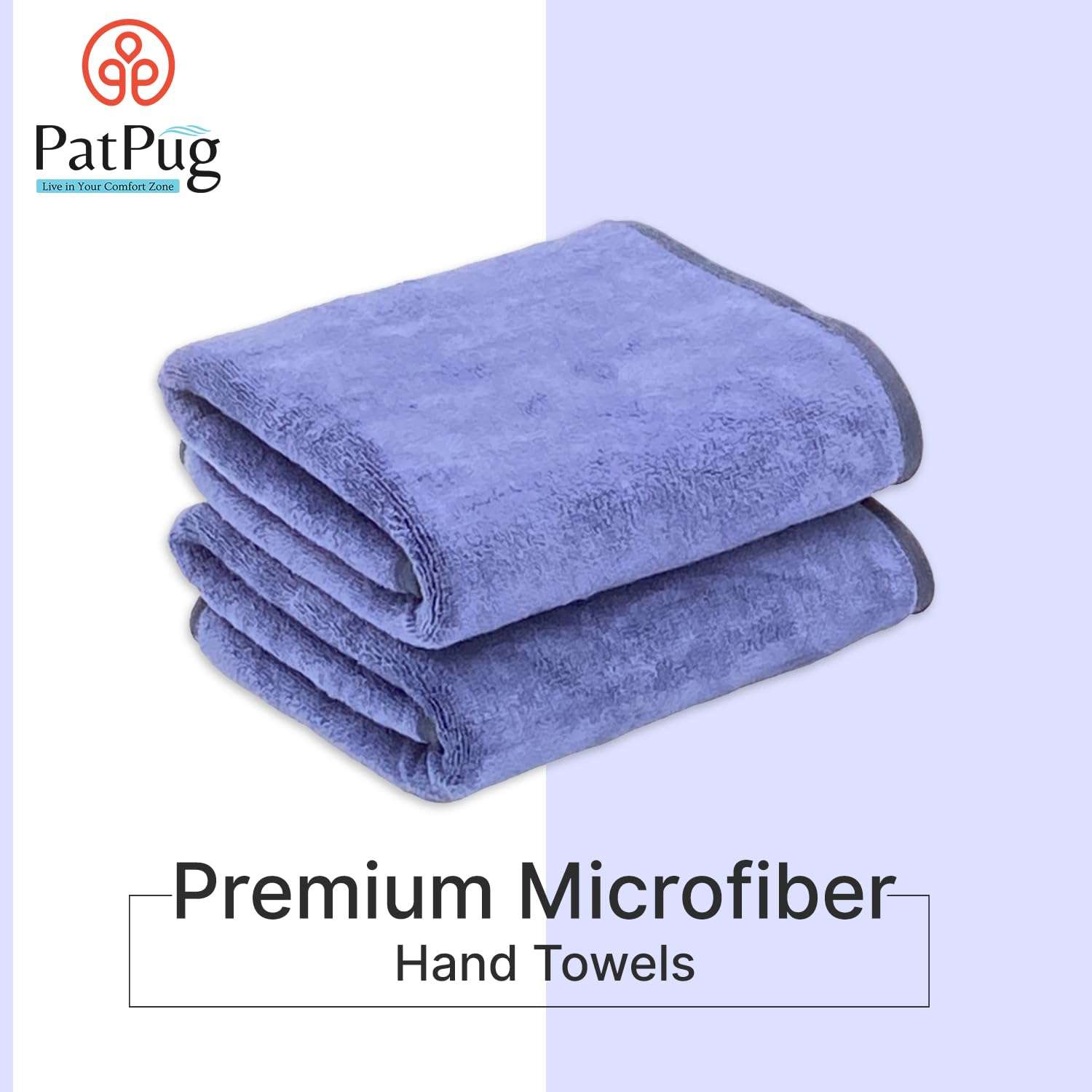PatPug Ultrasoft Microfiber, 2 Piece Hand Towel Set, Comfortable, Fade Resistant, Highly Absorbent, Quick Drying (Royal Blue) 4