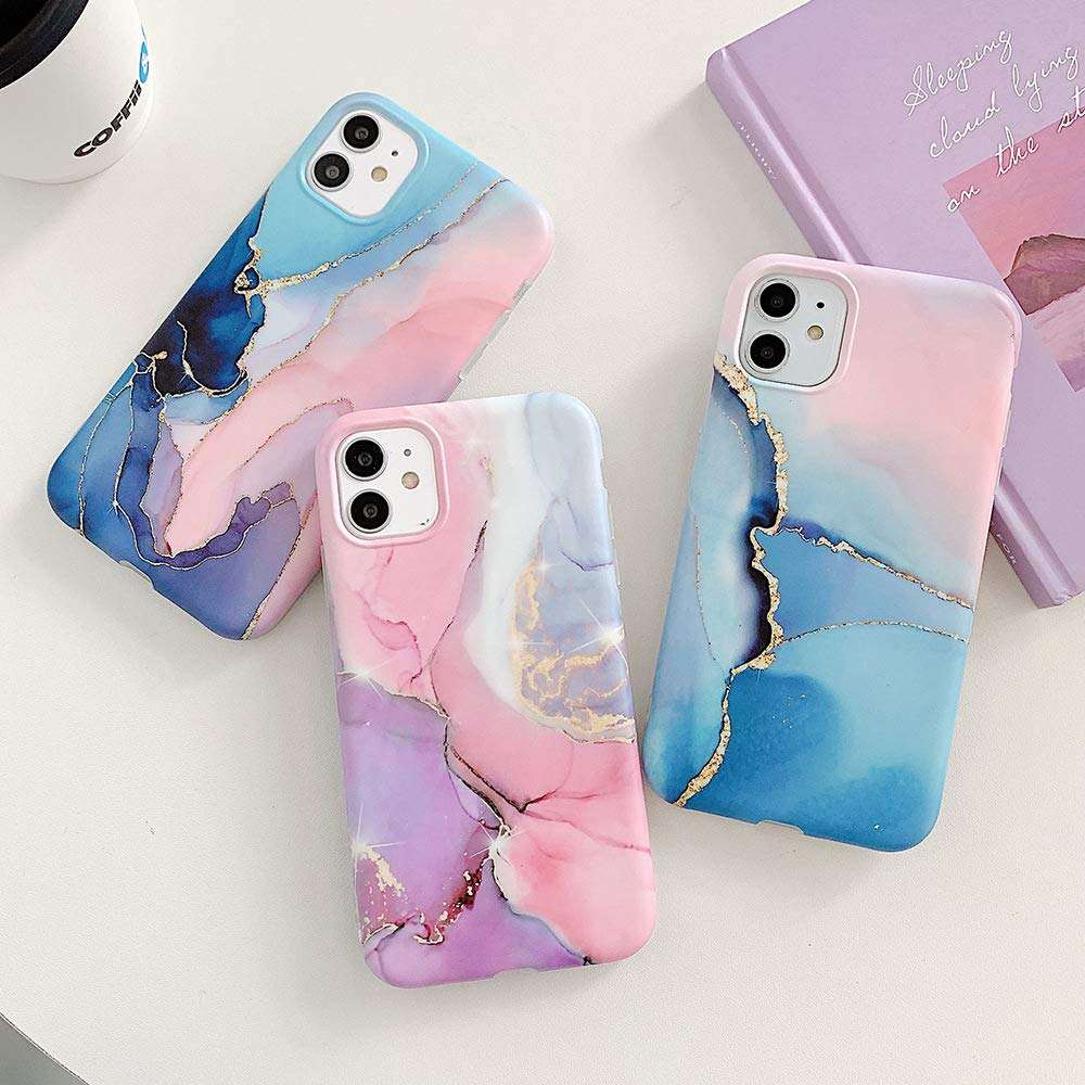 Wcysin Water Colours Marble Silicon Case Compatible with iPhone 12 & for iPhone 12 Pro (for iPhone 12 Pro& for iPhone 12) 4