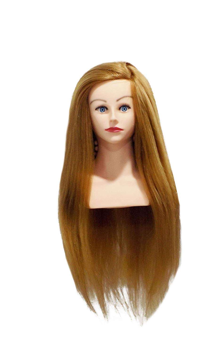 IAS Salon Use Dummy Hair Wig Human Hair For Hairdressing Cutting Styling Coloring Practice Gloden Pack Of 1