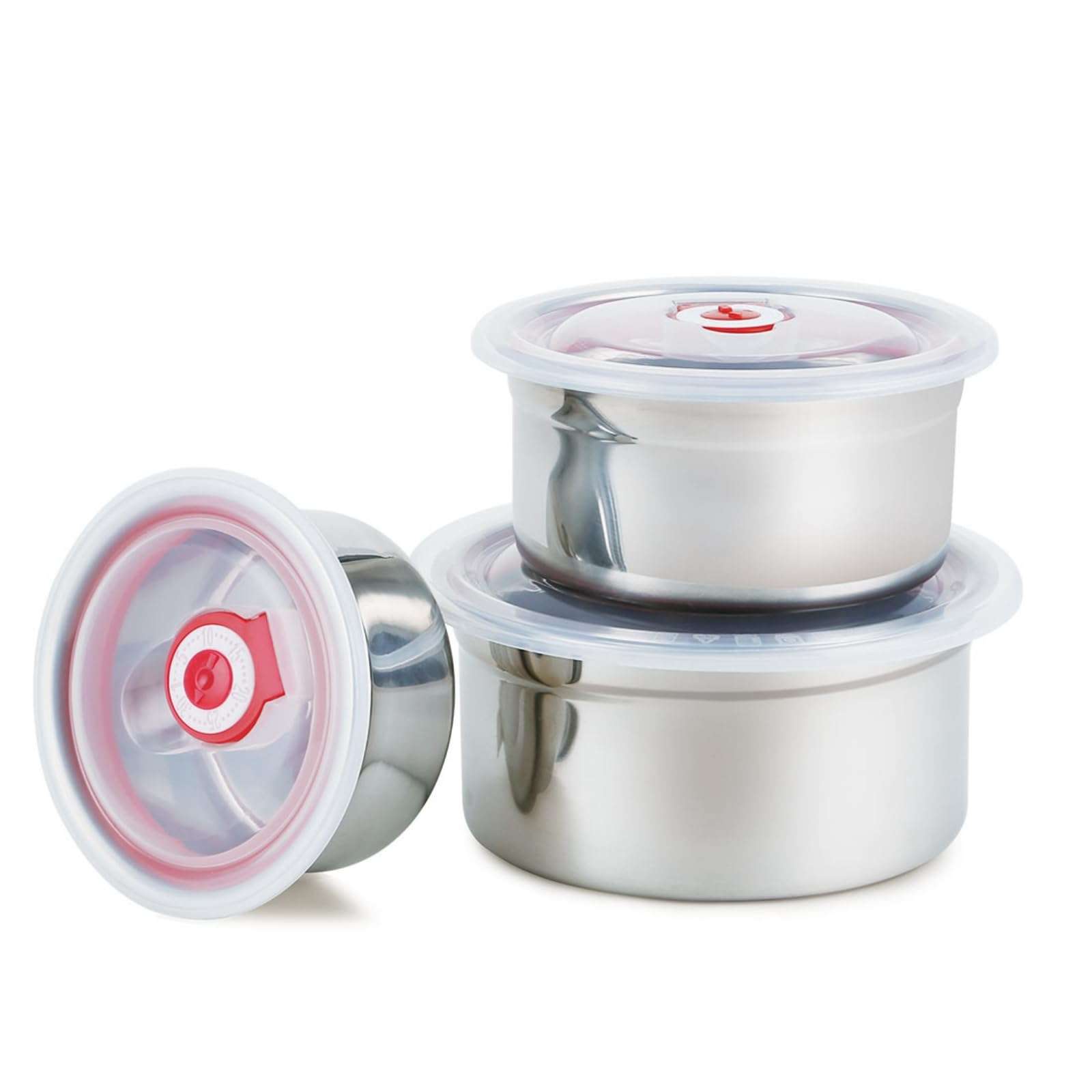 JASINCESS Stainless Steel Food Storage Containers - Set of 3 Reusable Silicone Lids and Storage Containers Suitable for lunch boxes pre-meal preparations snacks at home (Red) 1