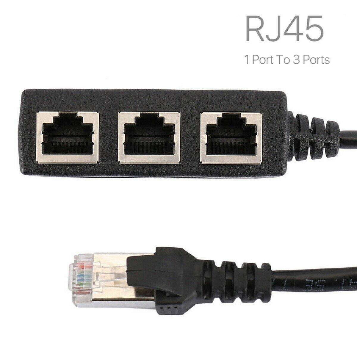 RJ45 Network Ethernet Splitter Adapter Cable,burkemany RJ45 Y Splitter Adapter 1 to 3 Port Ethernet Switch Adapter Cable for Cat 5/5e/6/7 LAN Ethernet Socket Connector Adapter 3